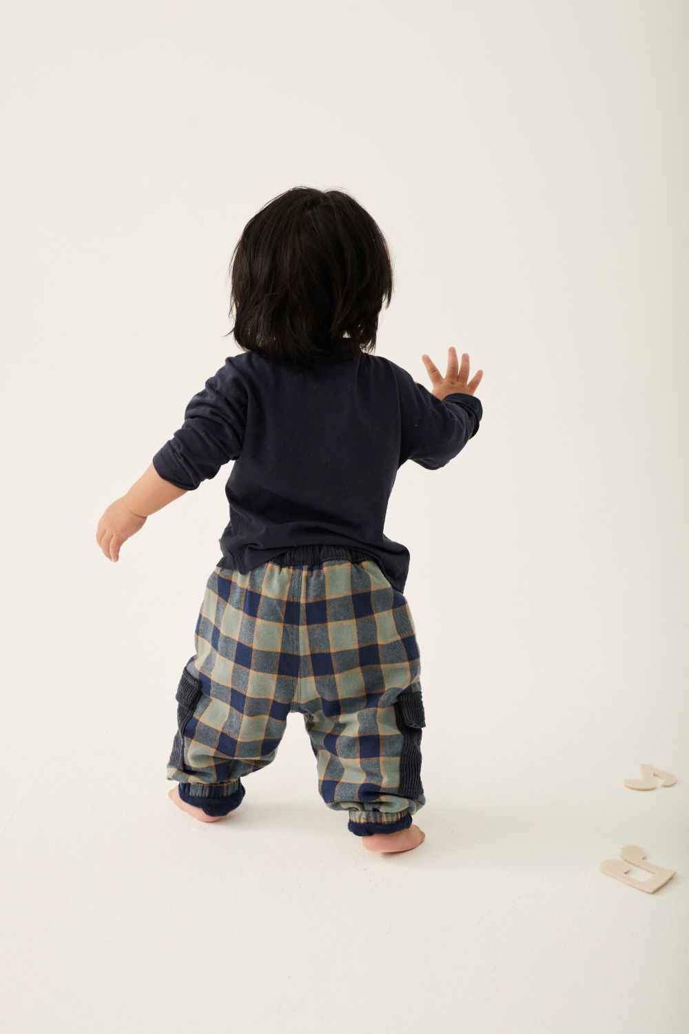 Check Flannel Baby Pants - Artic Blue