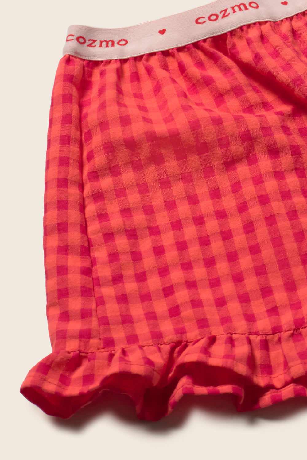 Jud Gingham Cotton Shorts - Tomato