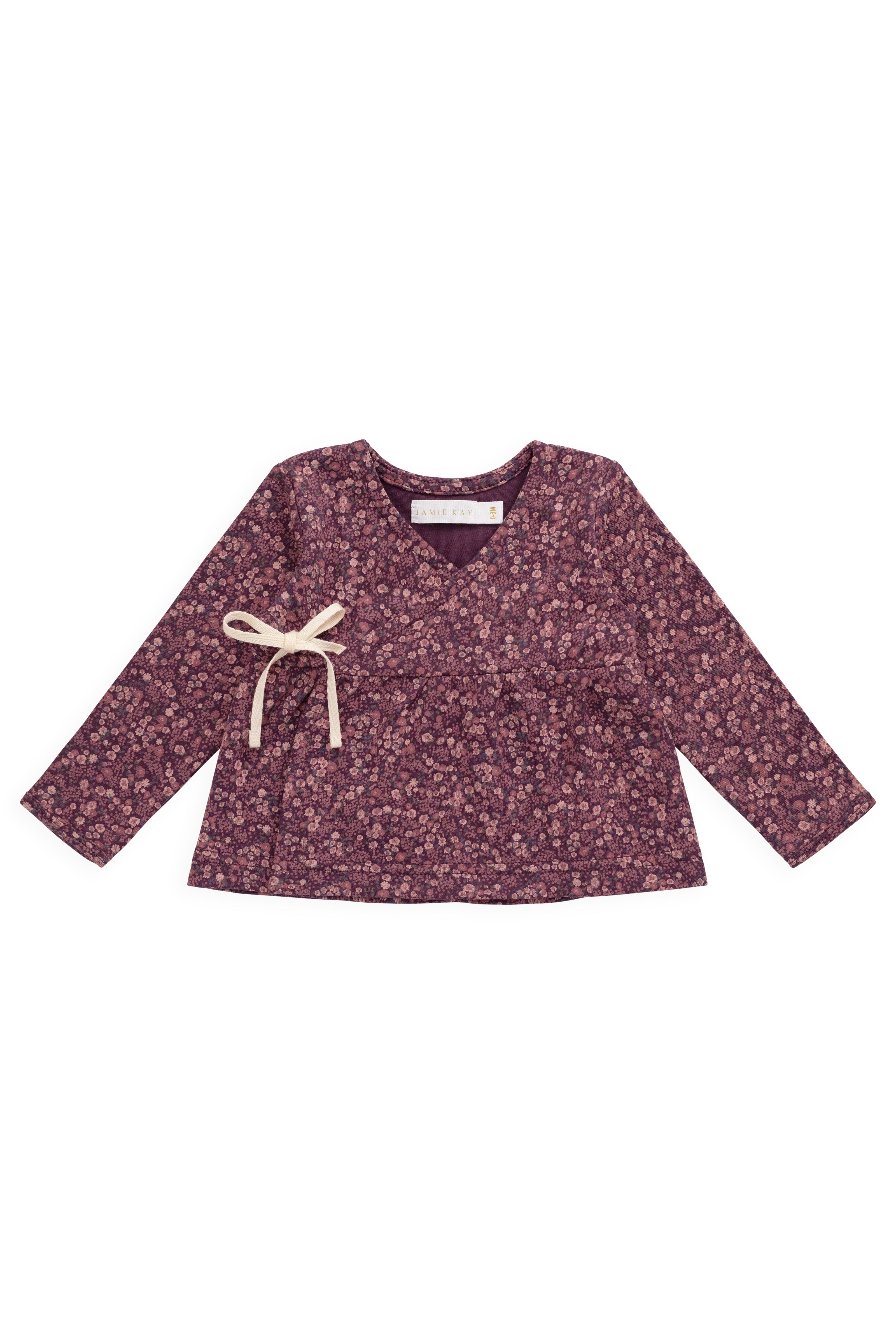 Organic Cotton Clemence Wrap Top - Fig Floral