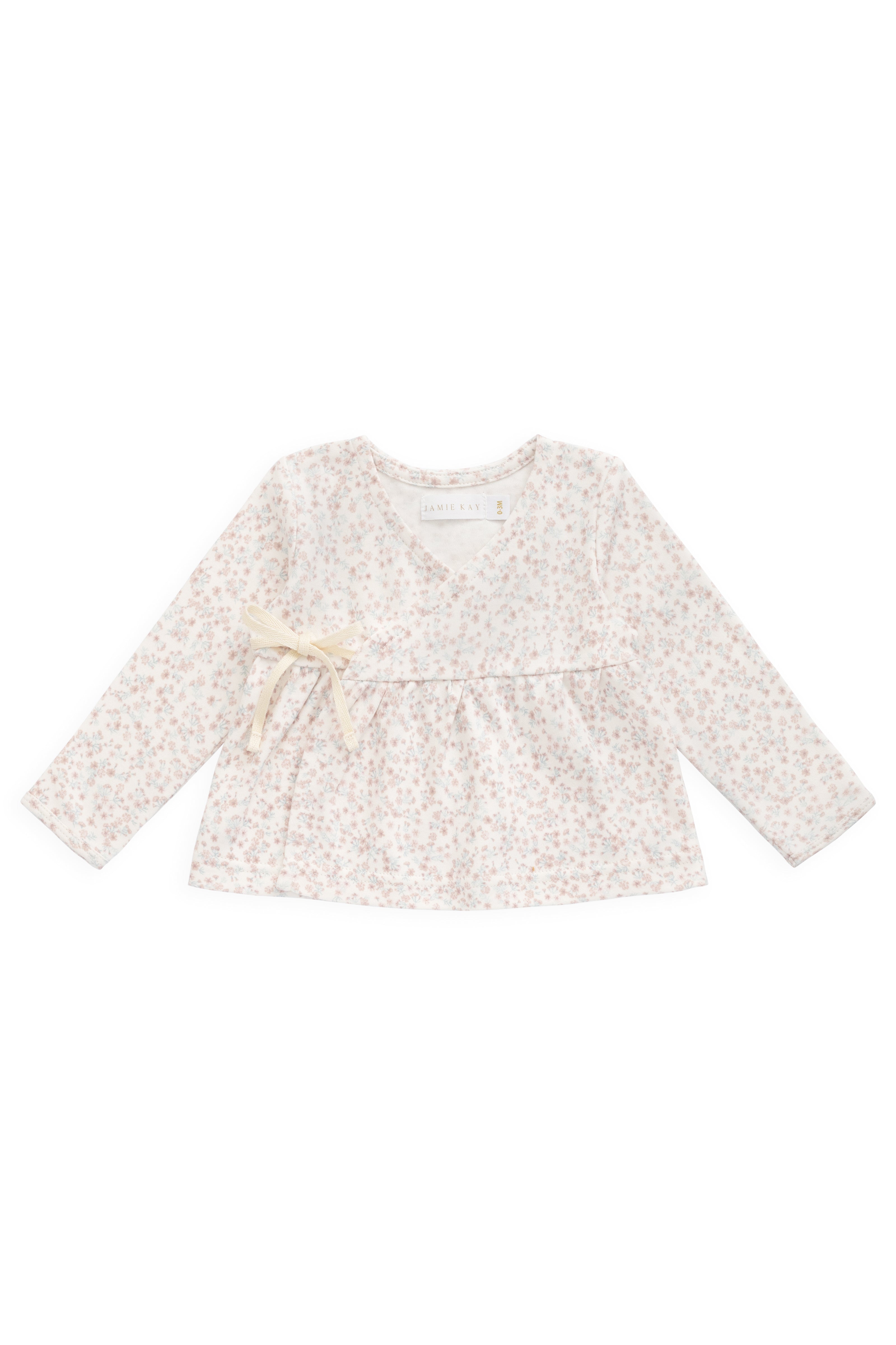 Organic Cotton Clemence Wrap Top - Posy Milk