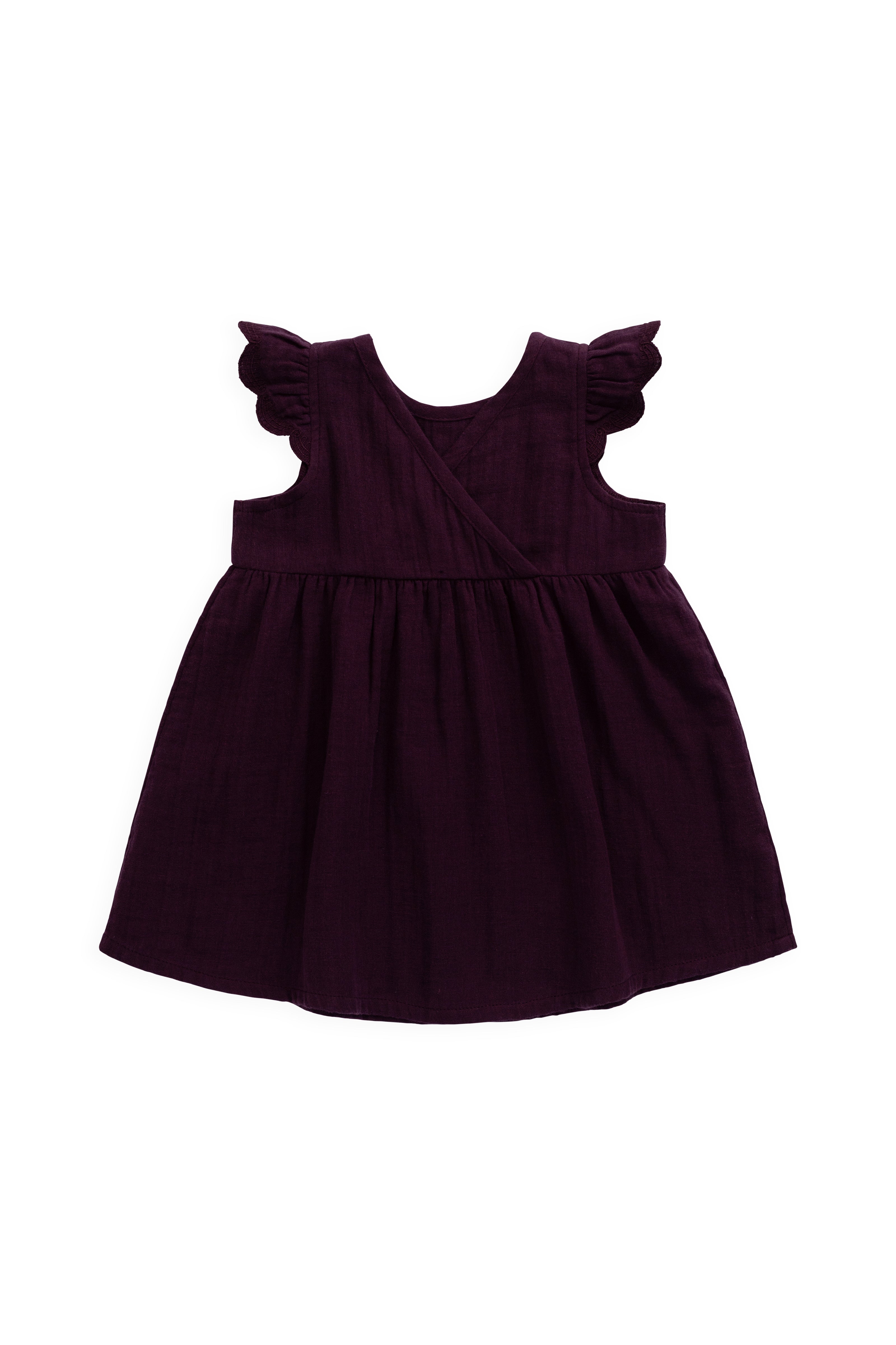 Organic Cotton Muslin Lace Dress - Fig