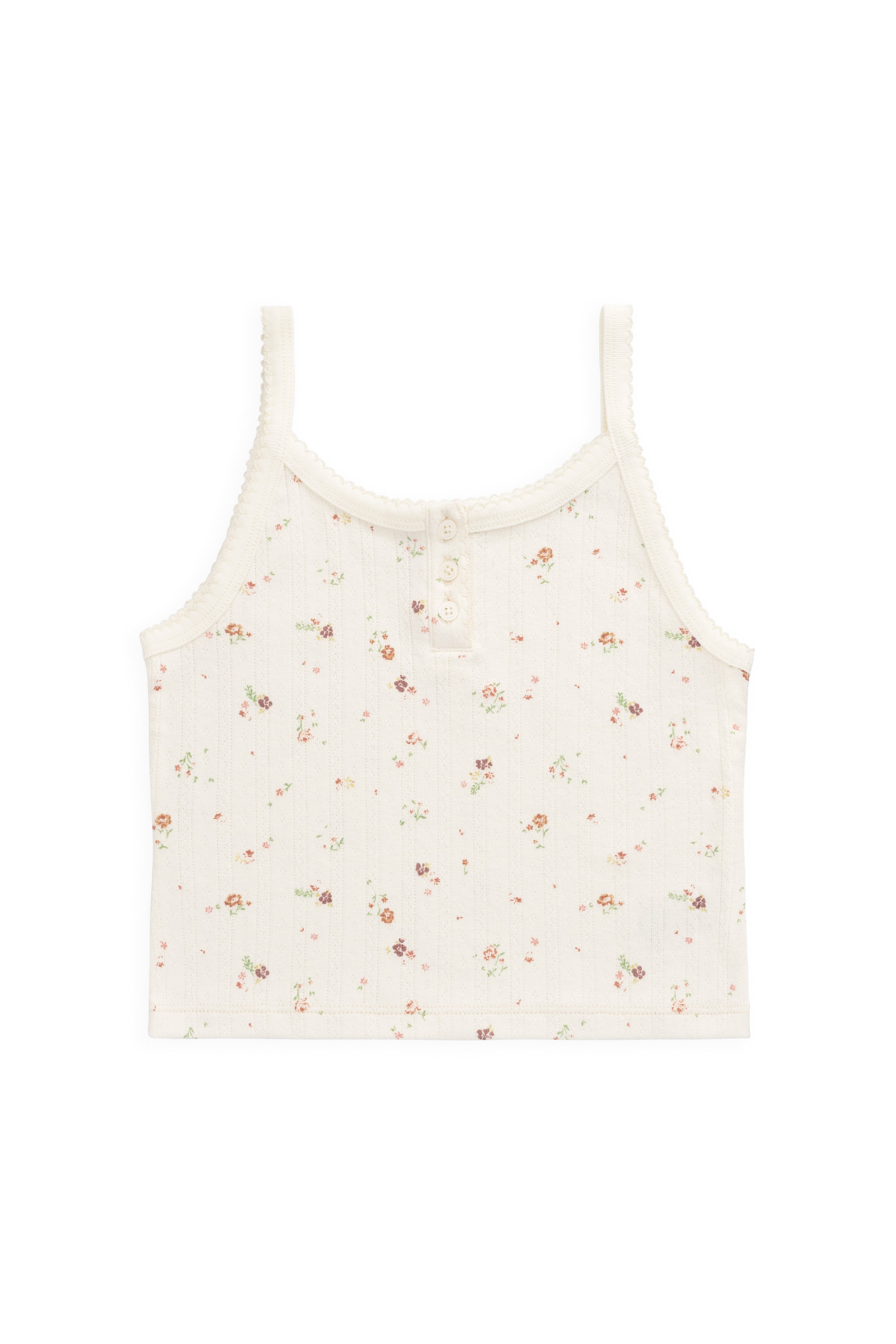 Organic Cotton Pointelle Anais Singlet - Eloise Egret