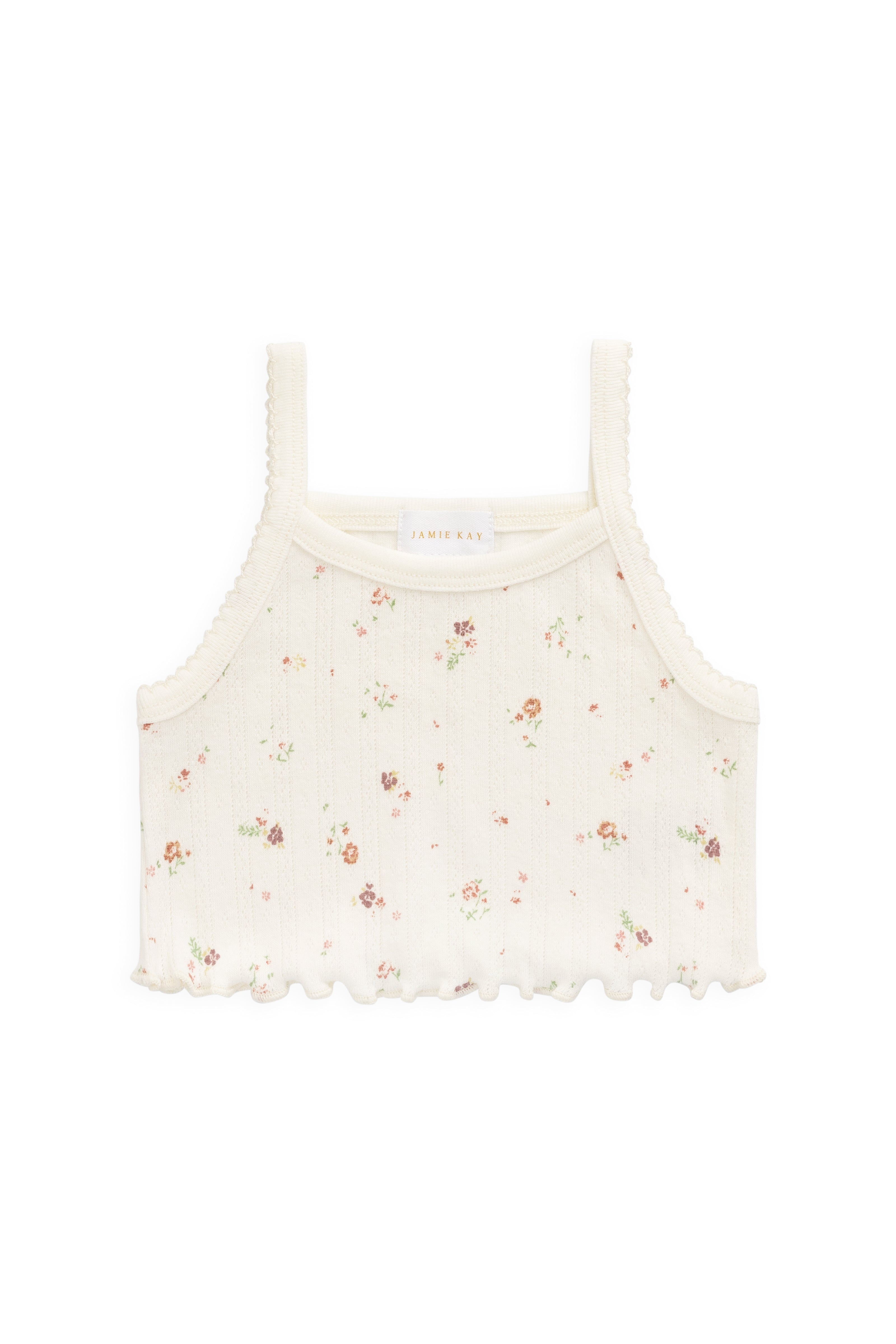 Organic Cotton Pointelle Bebe Singlet - Eloise Egret