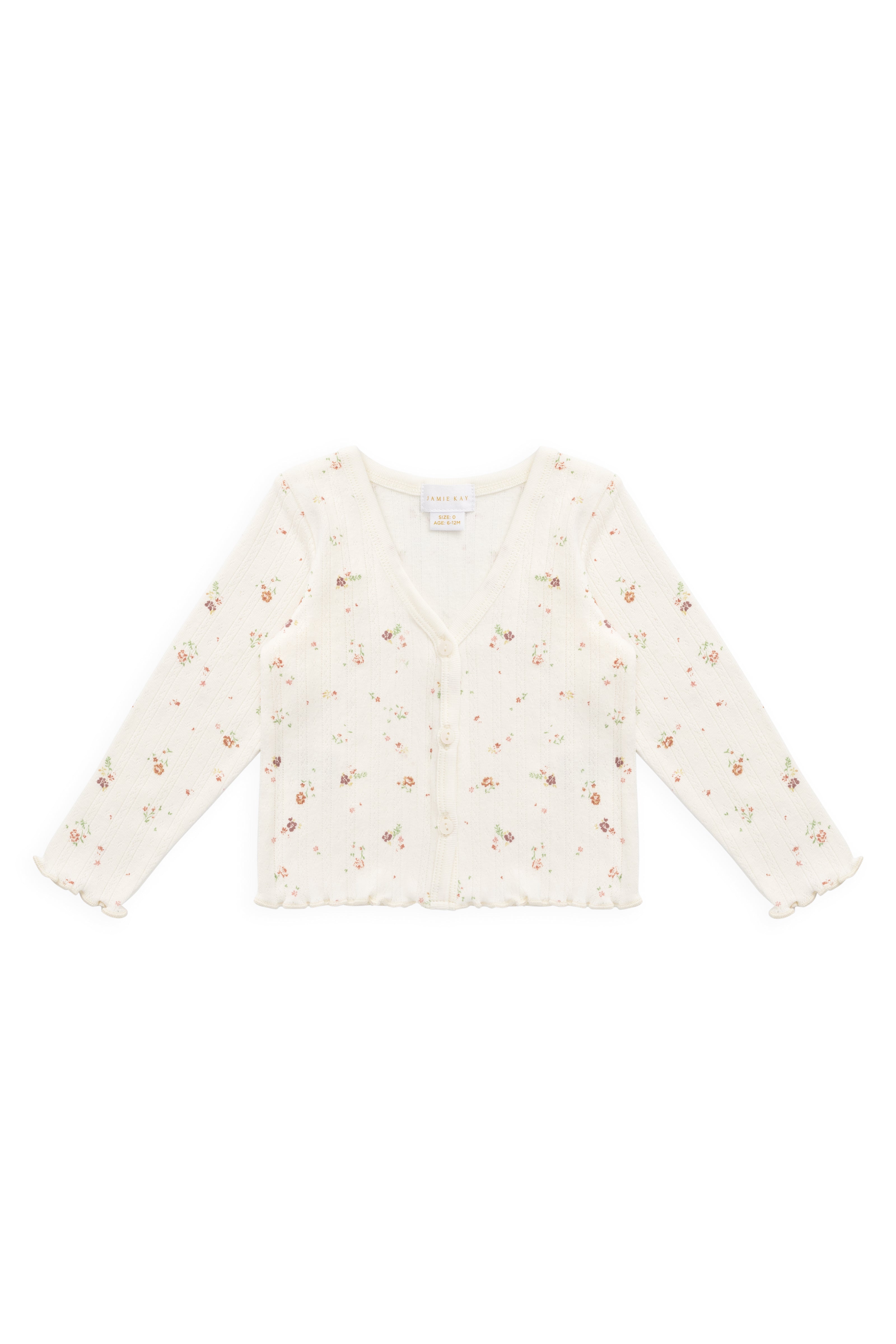 Organic Cotton Pointelle Carine Cardigan - Eloise Egret