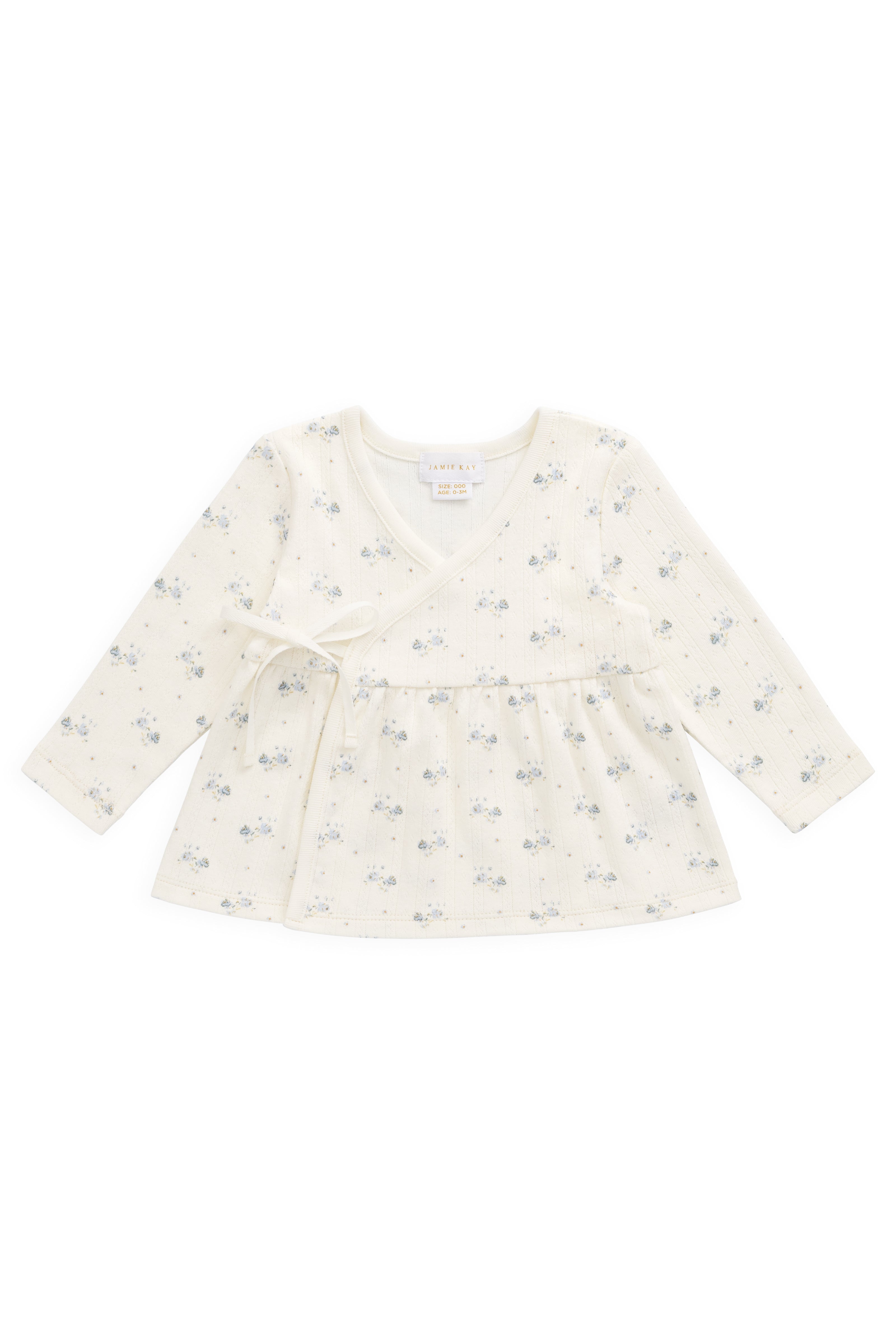 Organic Cotton Pointelle Clemence Wrap Top - Molly Blue