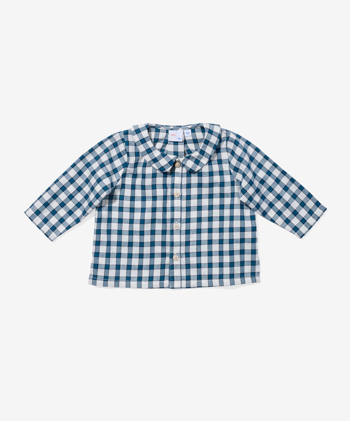 Jefferson Baby Shirt - Blue Picnic Check