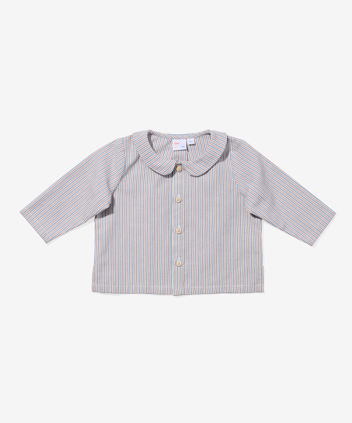 Jefferson Baby Shirt - Indigo Linen Stripe