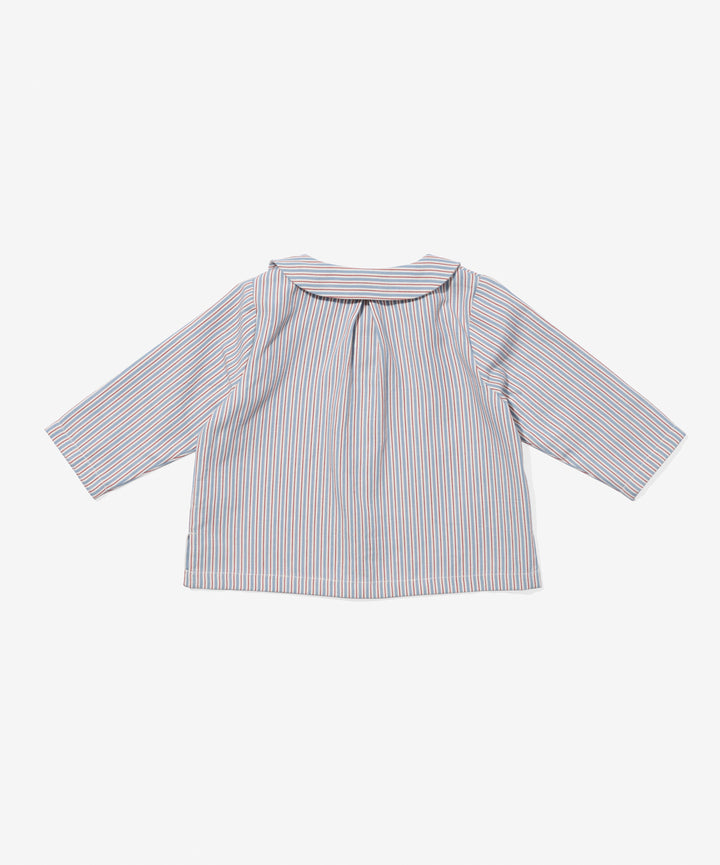 Jefferson Baby Shirt - Indigo Linen Stripe