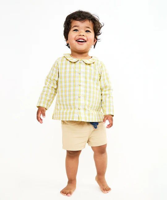 Jefferson Baby Shirt - Yellow Picnic Check