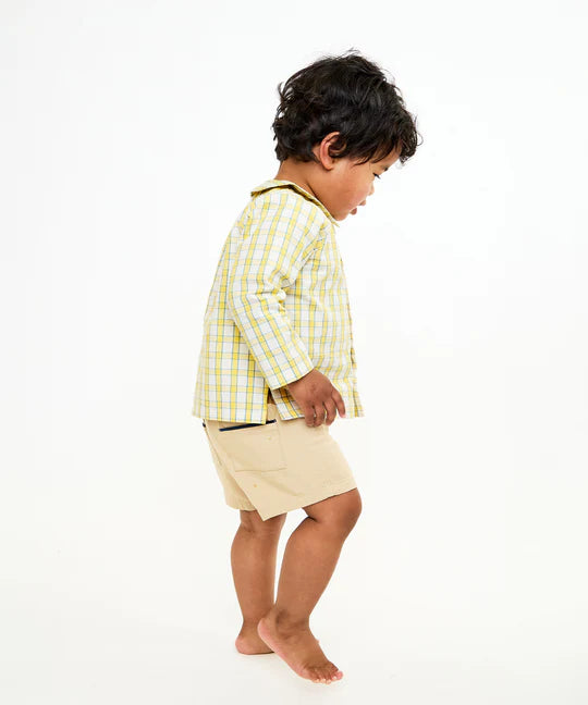 Jefferson Baby Shirt - Yellow Picnic Check