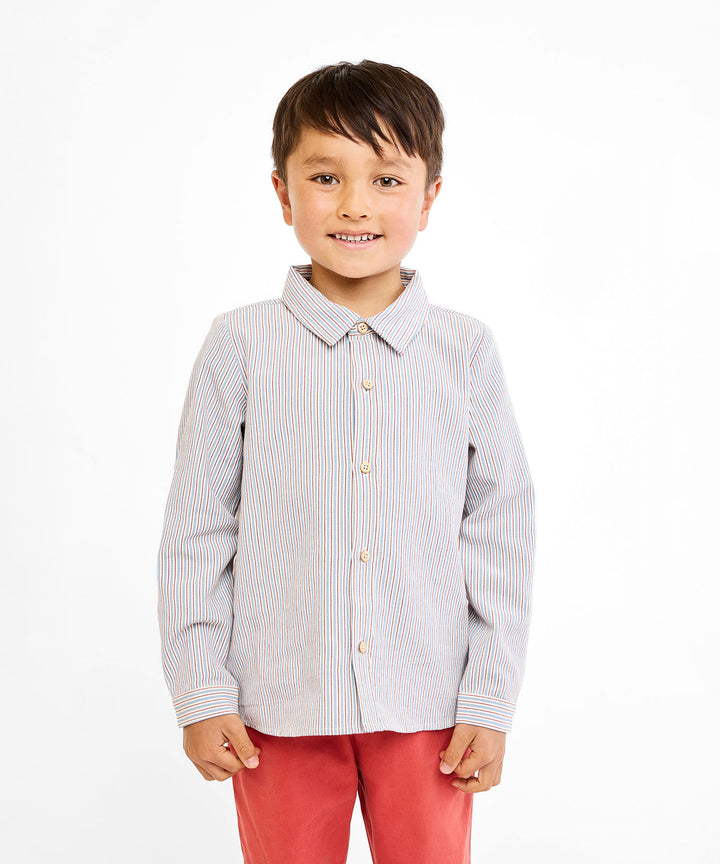 Jeffie Shirt - Indigo Linen Stripe