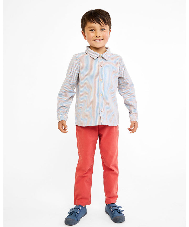 Jeffie Shirt - Indigo Linen Stripe