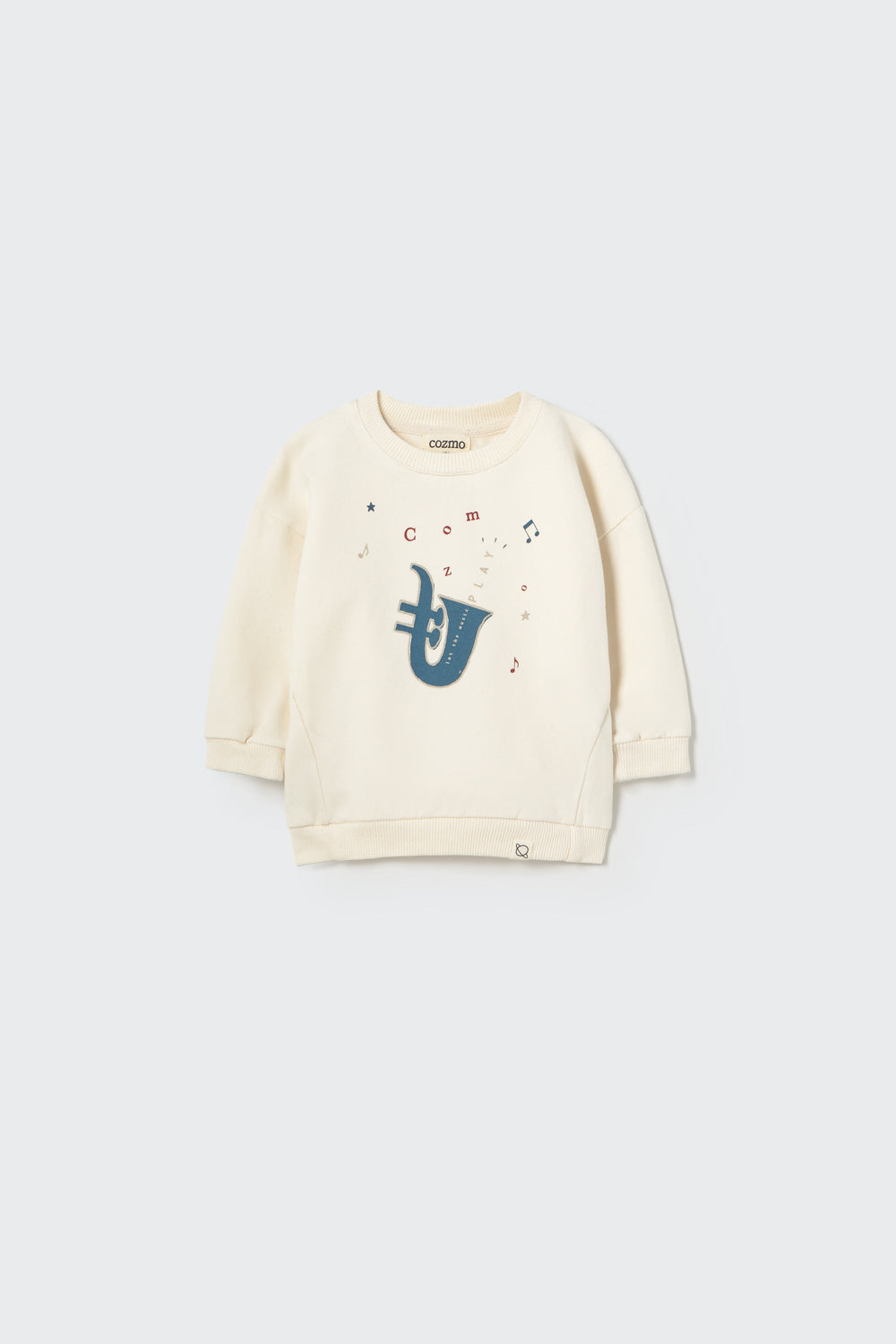 Soft Brushed Fleece Print Baby Sweatshirt - White