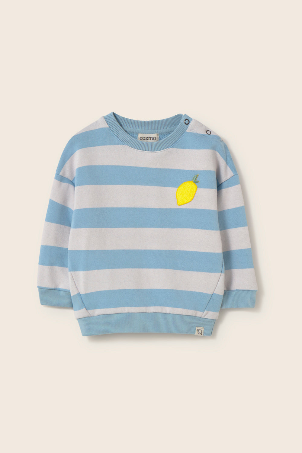Kelly Striped Cotton Fleece Baby Sweatshirt - Blue