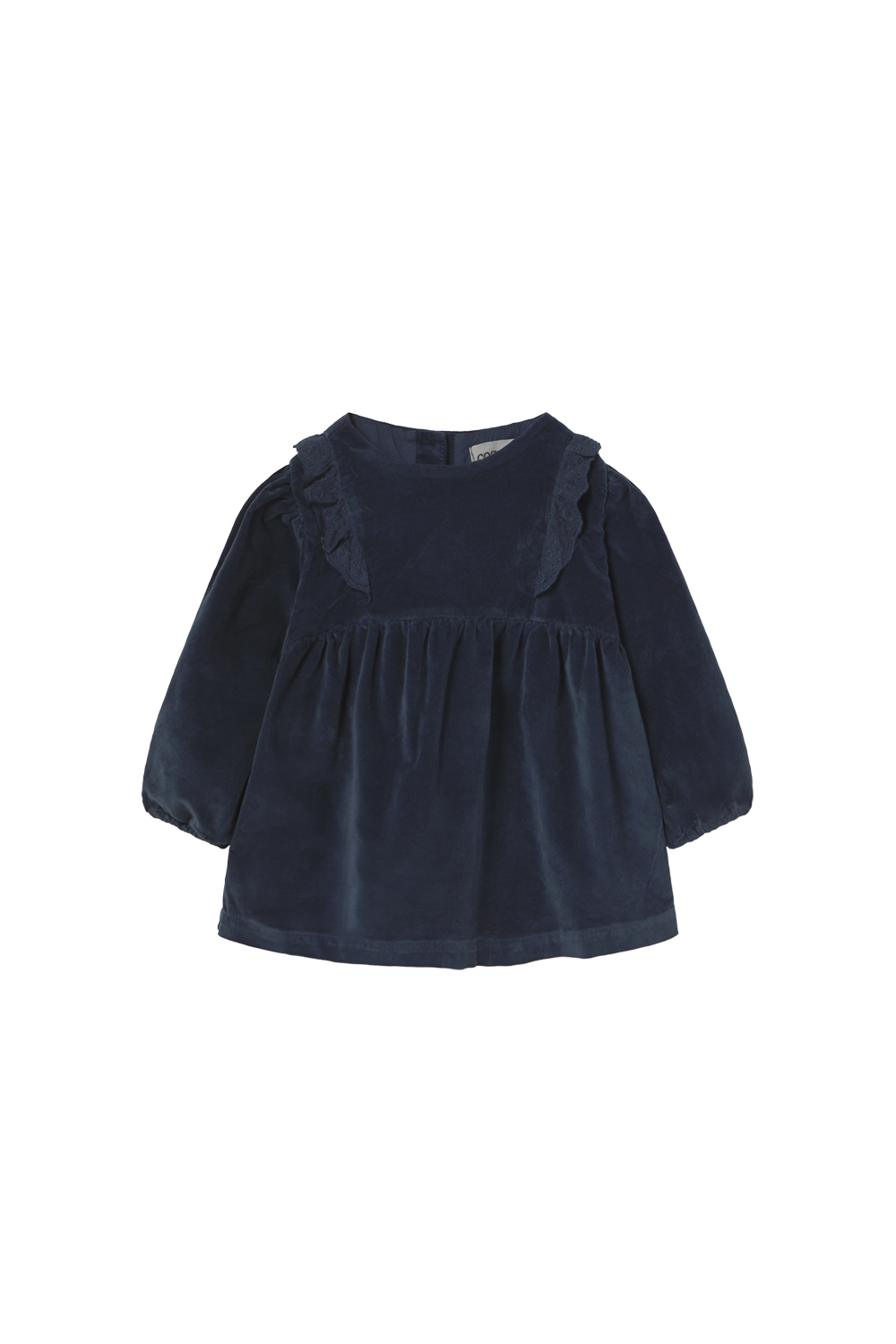 Woven Velour Baby Dress - Navy