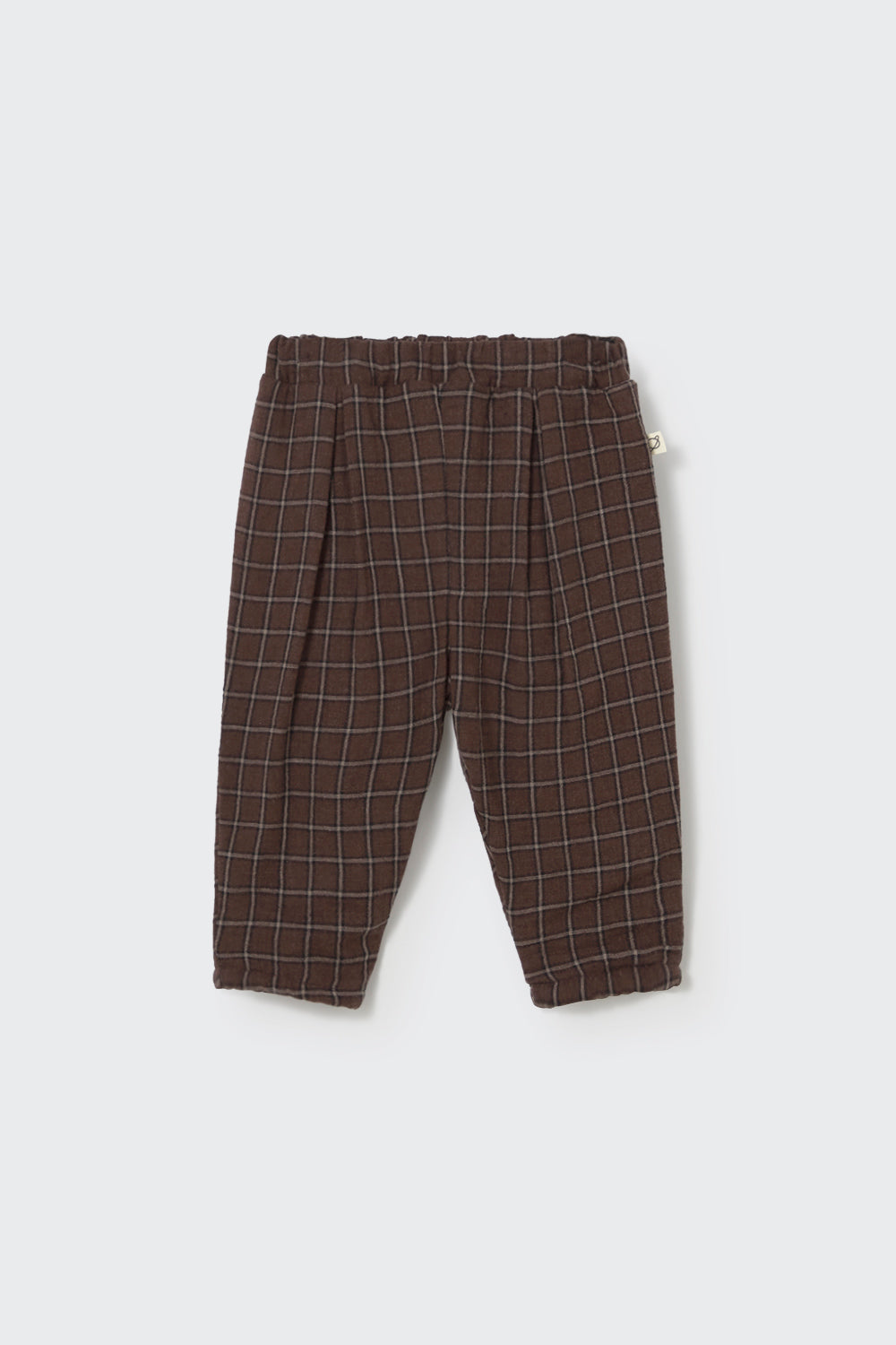 Kobe Textured Plaid Check Baby Pants - Brown