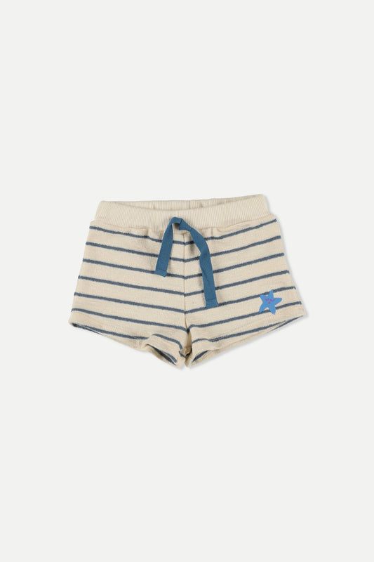 Organic Crepe Stripe Baby Shorts Blue