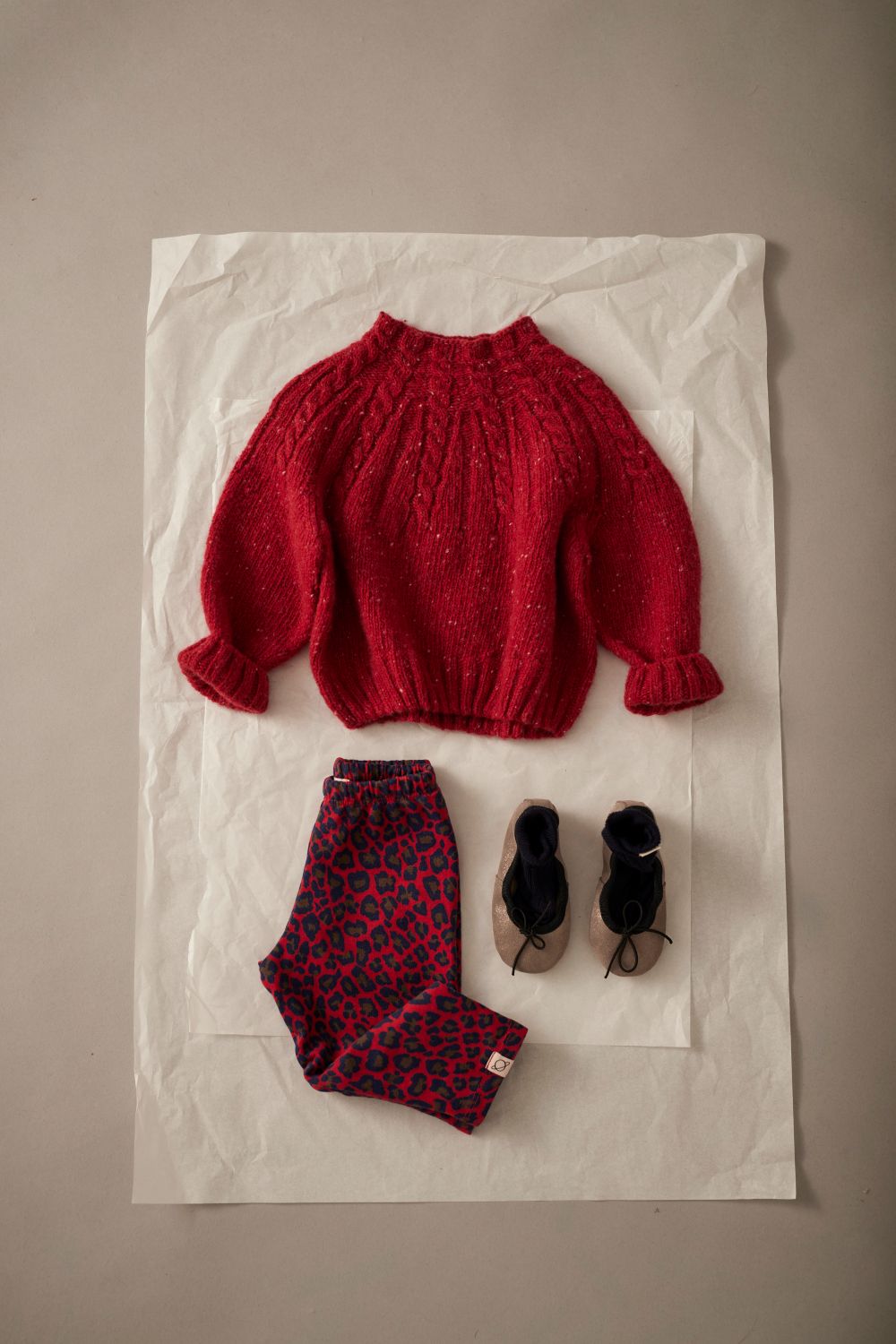 Animal Print Fleece Baby Leggings - Red Velvet