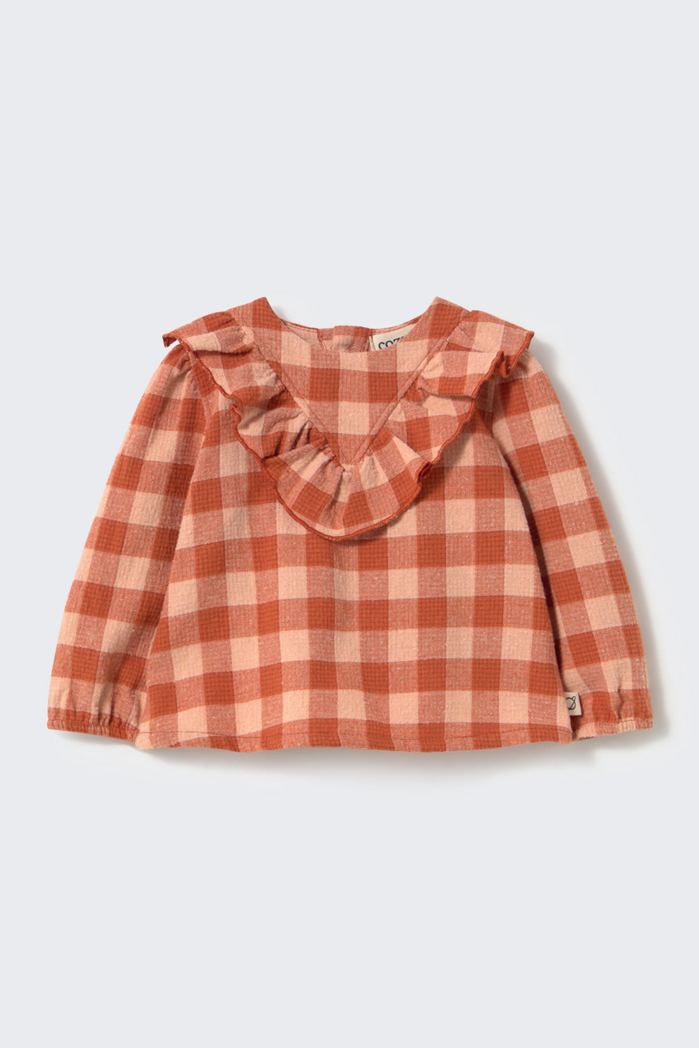 Lille Textured Gingham Flannel Baby Blouse - Ginger