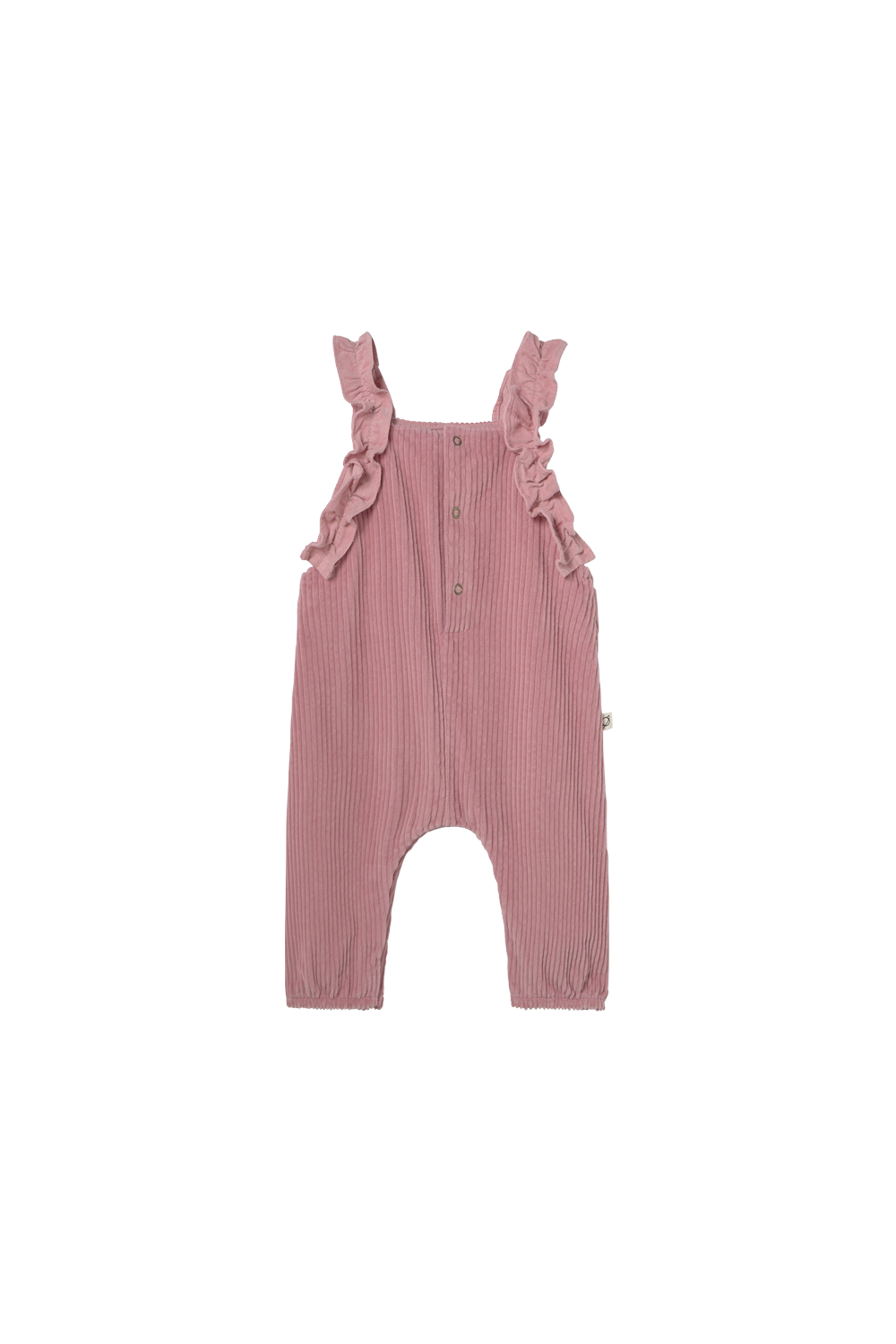 Wide Corduroy Ruffled Baby Overalls - Rose Tea