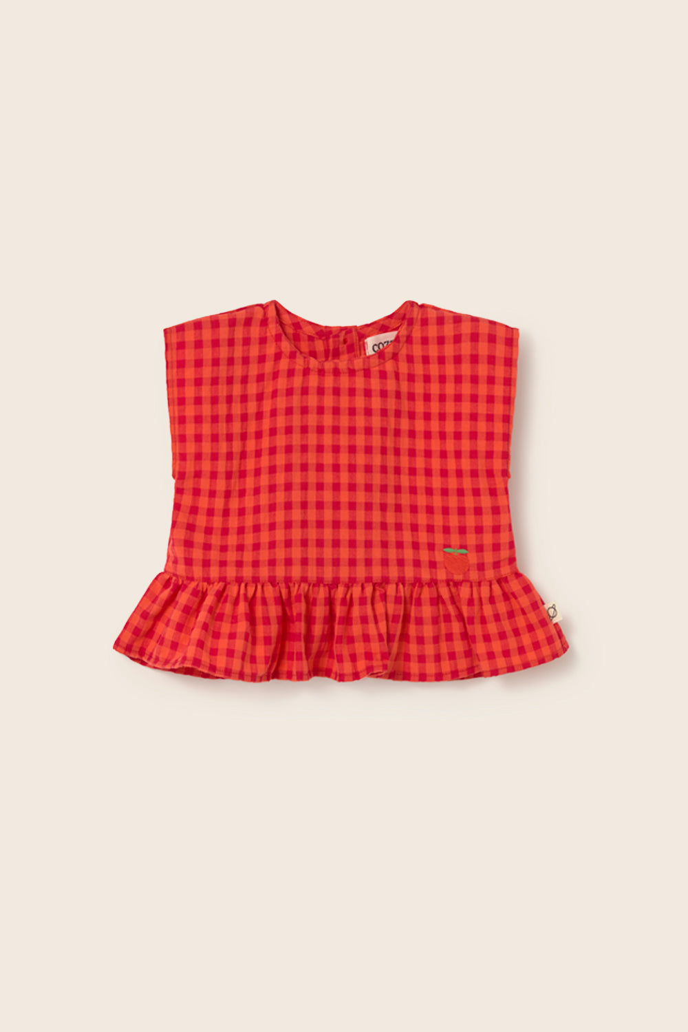 Lua Gingham Cotton Baby Shirt - Tomato