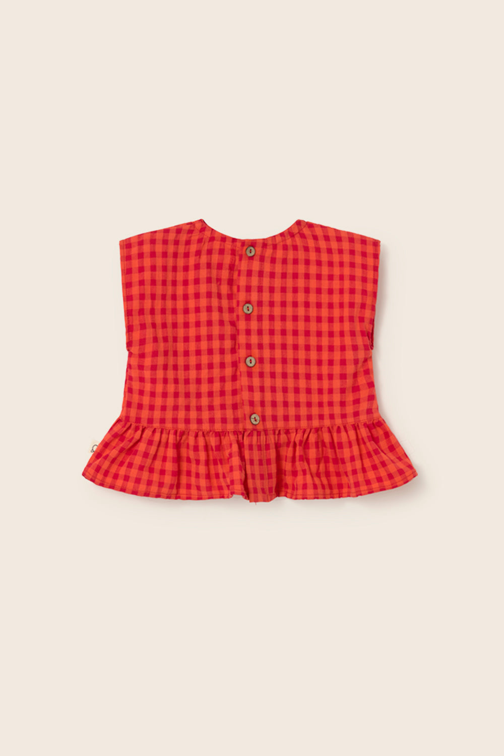 Lua Gingham Cotton Baby Shirt - Tomato