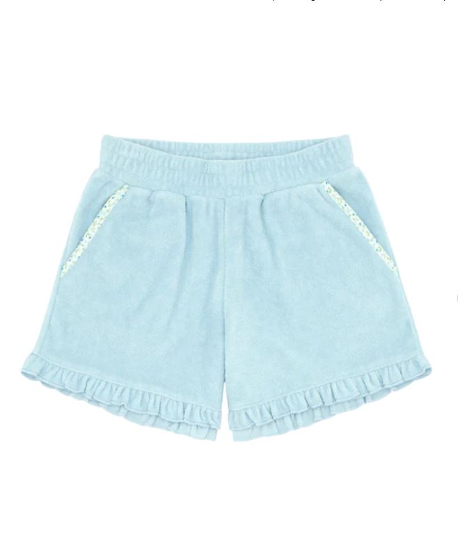Girls Pacific Blue French Terry Ruffle Short