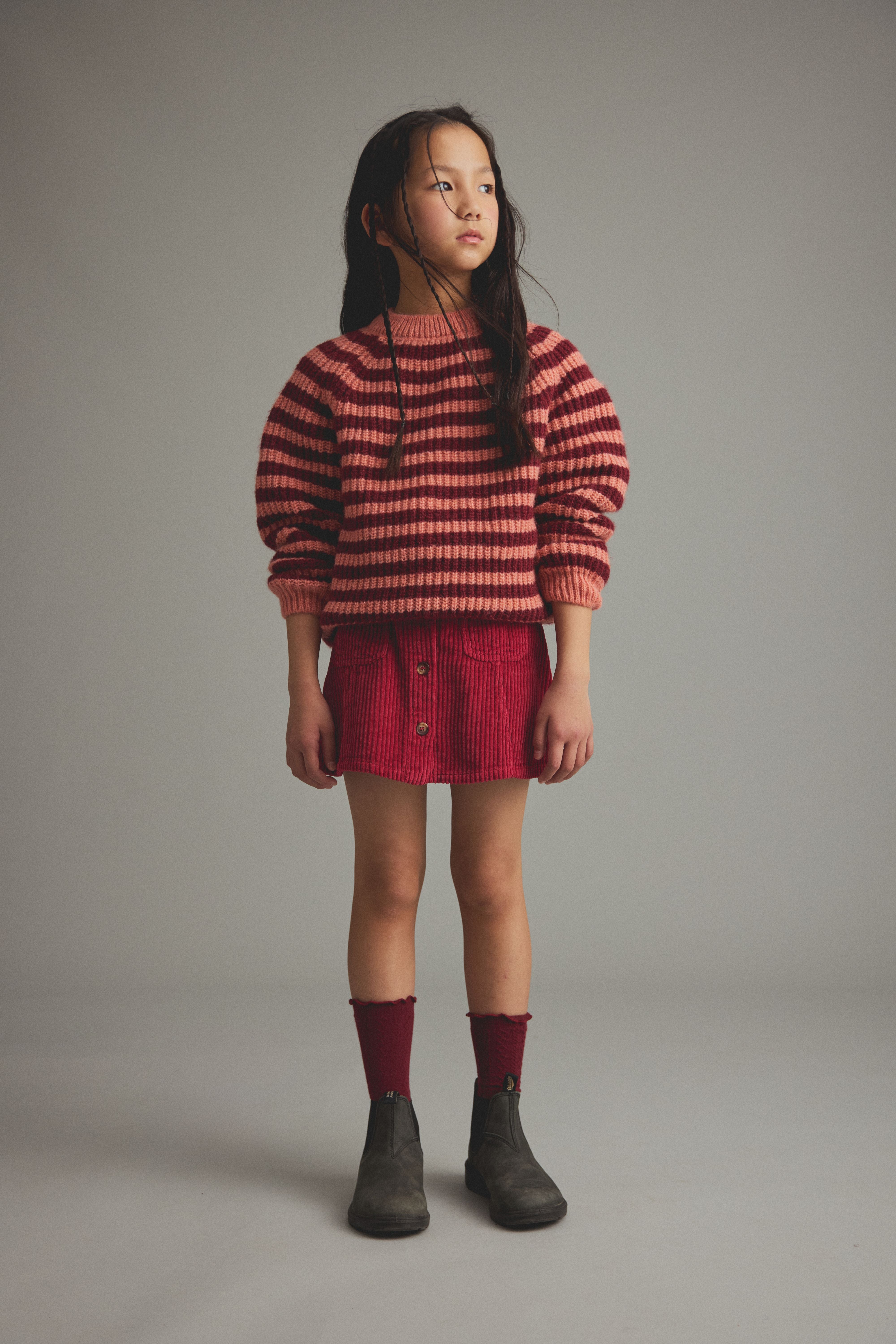 Modena Wide Wale Corduroy Skirt - Prune