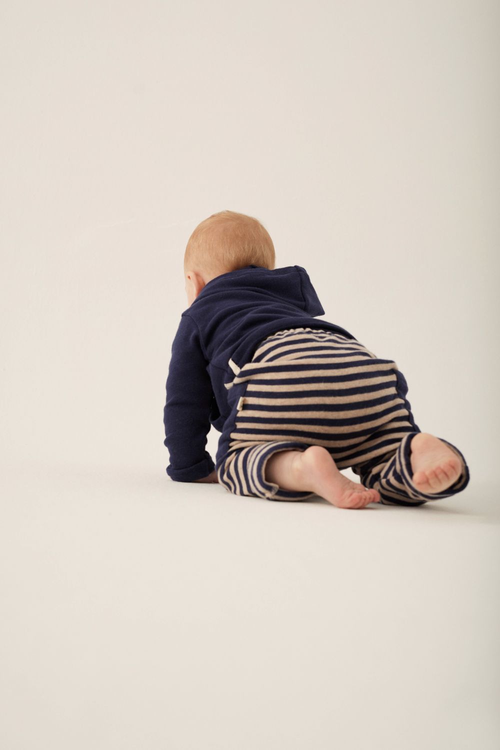 Soft Stripes Knit Baby Pants - Navy