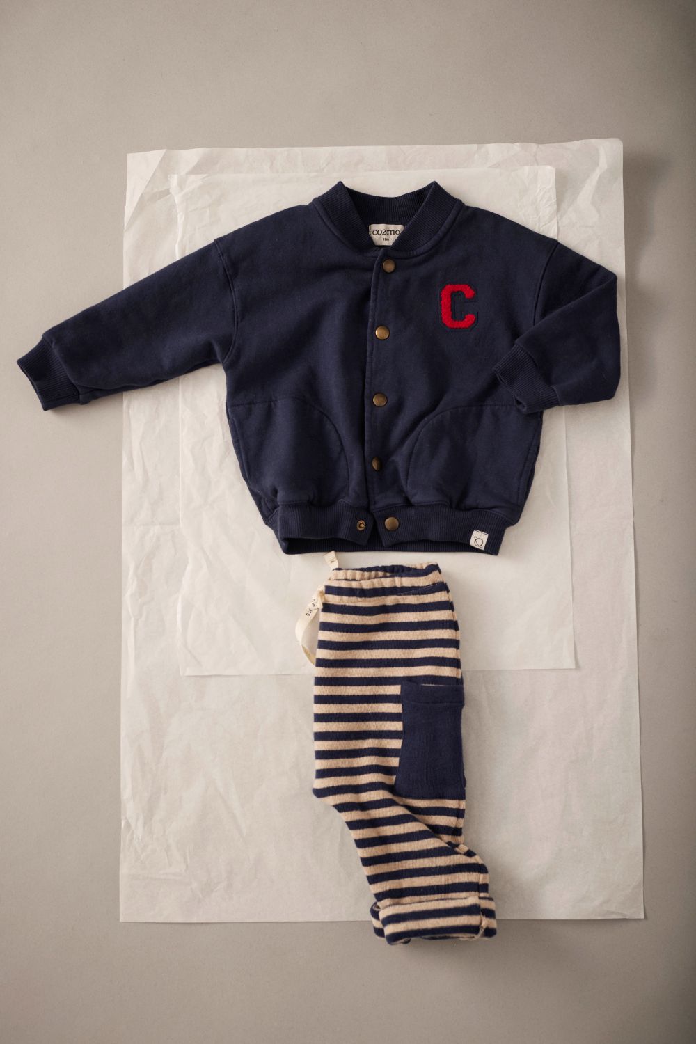 Soft Stripes Knit Baby Pants - Navy