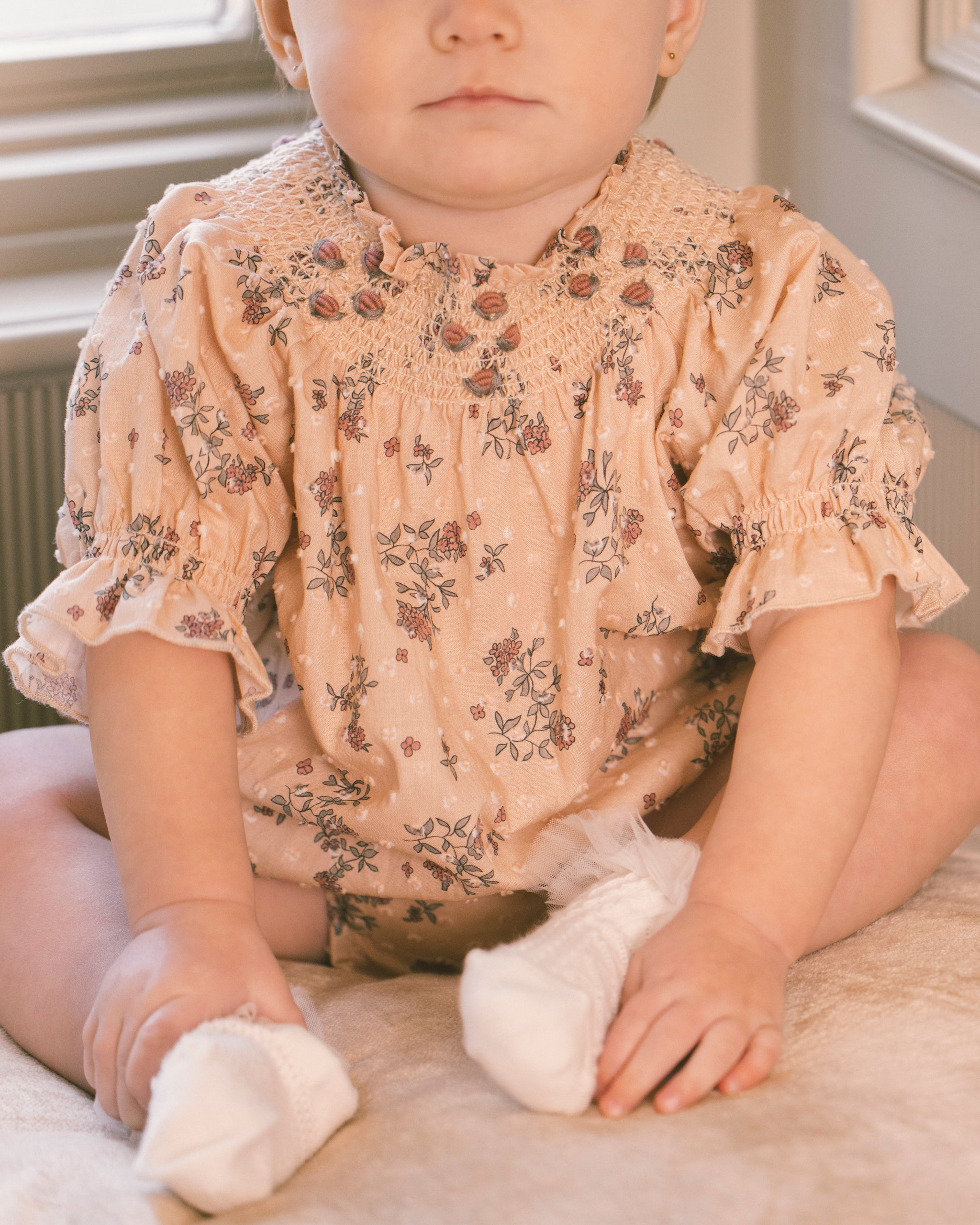 Maddie Romper French Floral - Antique