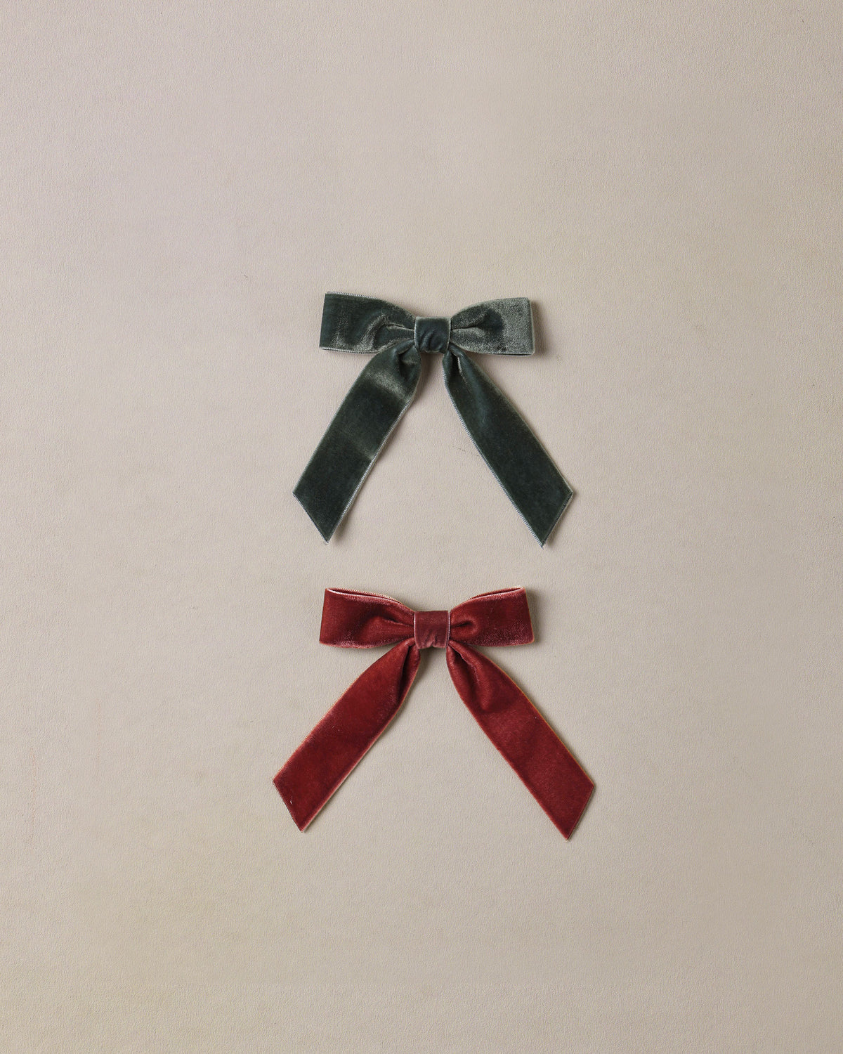 Velvet Bows Set - Green, Ruby