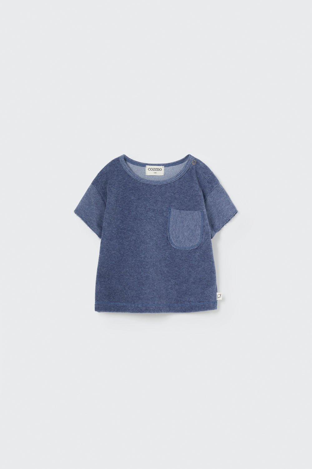 Organic Toweling Baby T-Shirt - Blue Melange