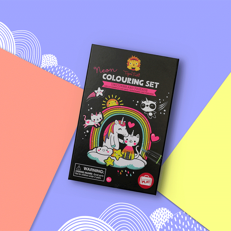Neon Colouring Set - Unicorns and Friends
