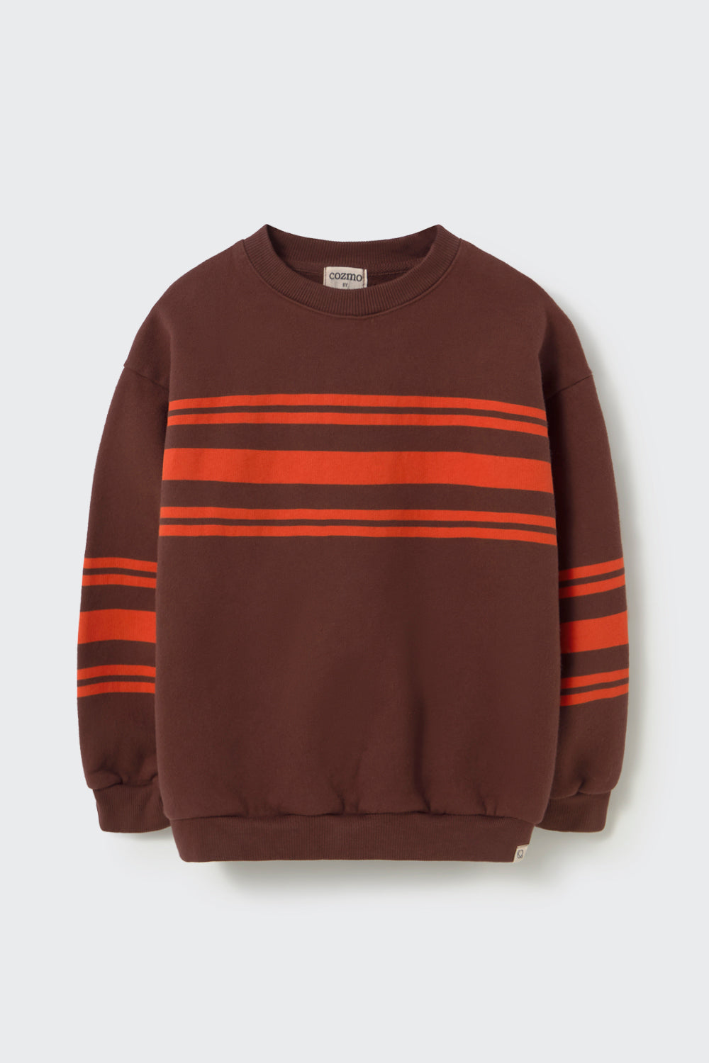Oslo Washed Brushed Fleece Striped Sweatshirt - Chocolate