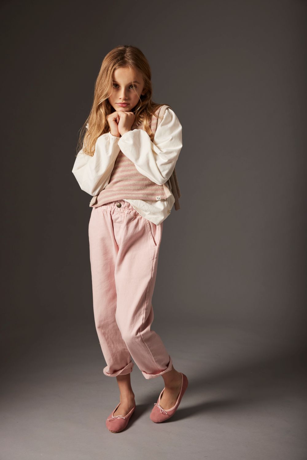 Smooth Cotton Twill Pants - Silver Pink