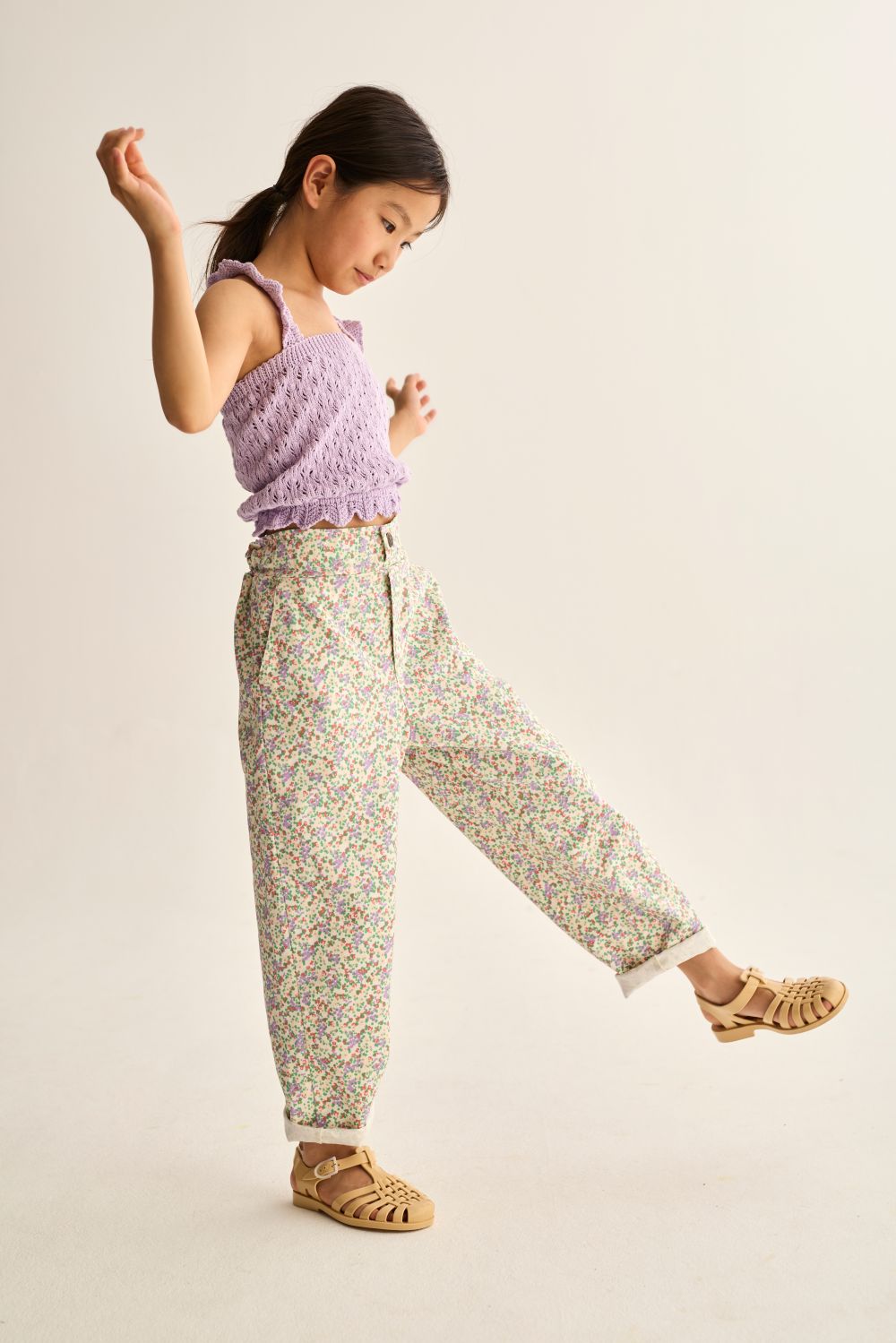 Paola Floral Twill Cotton Pants - Multi