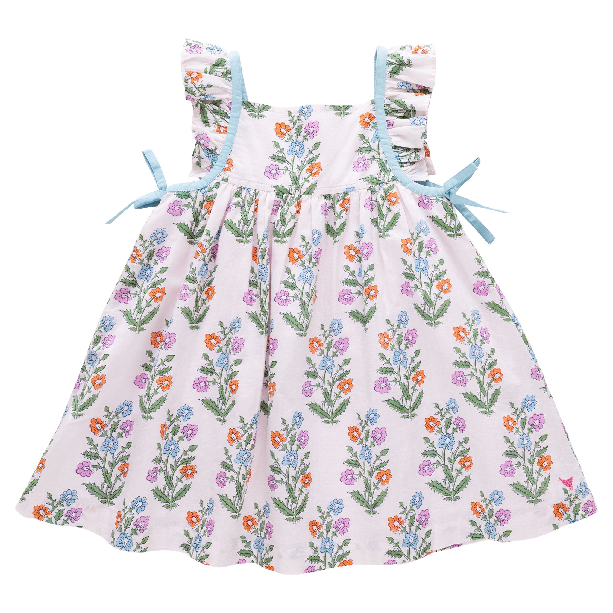 Baby Girls Ailee Dress Set - Pink Dewdrop Block Print