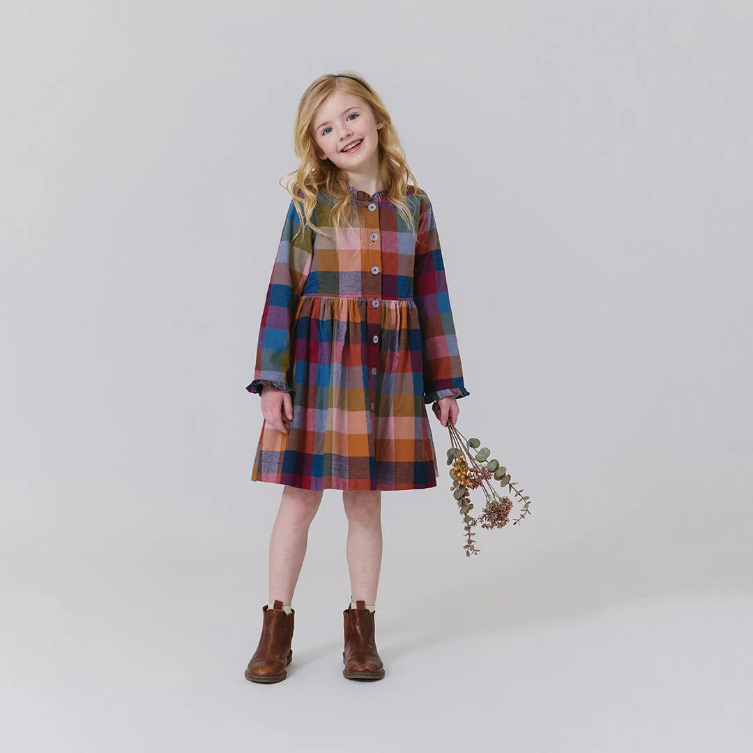 Girls Autumn Dress - Harvest Check