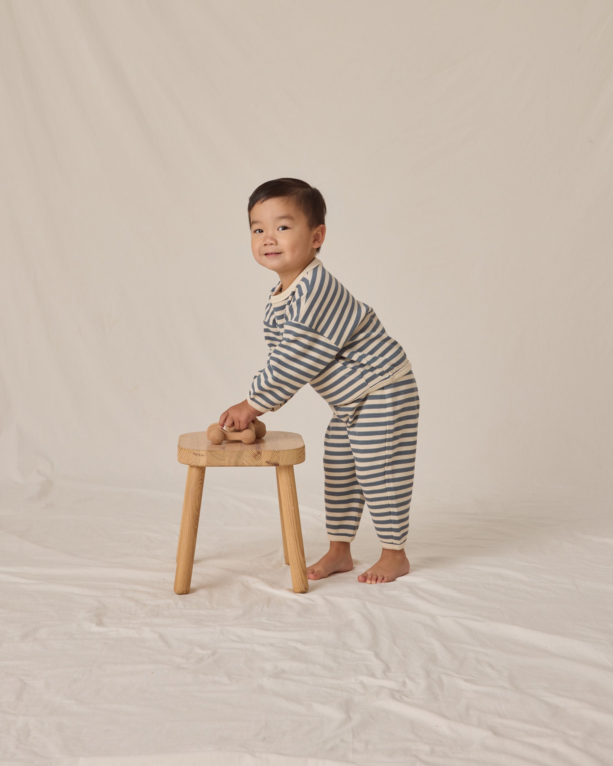Waffle Slouch Set || Ocean Stripe