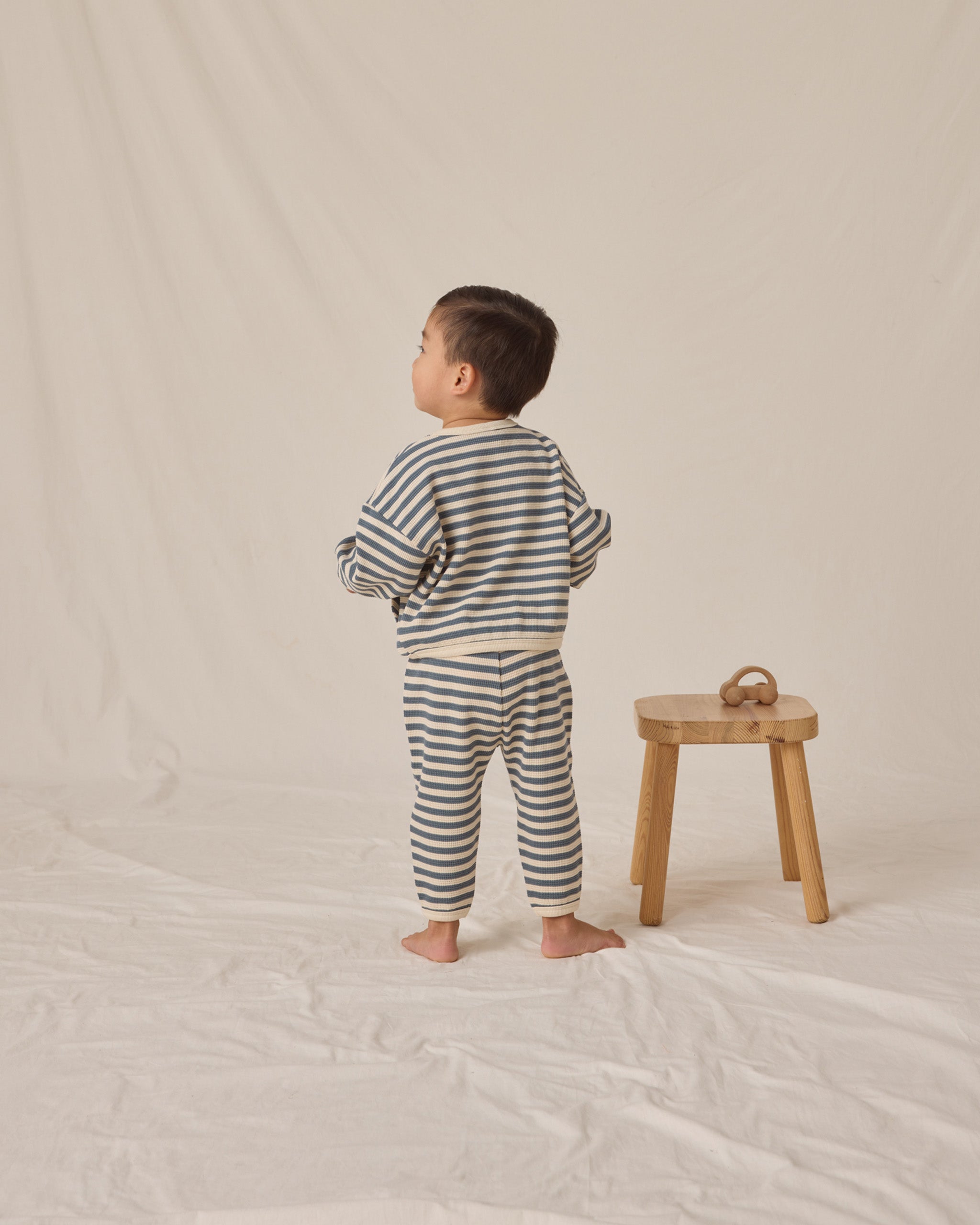 Waffle Slouch Set || Ocean Stripe