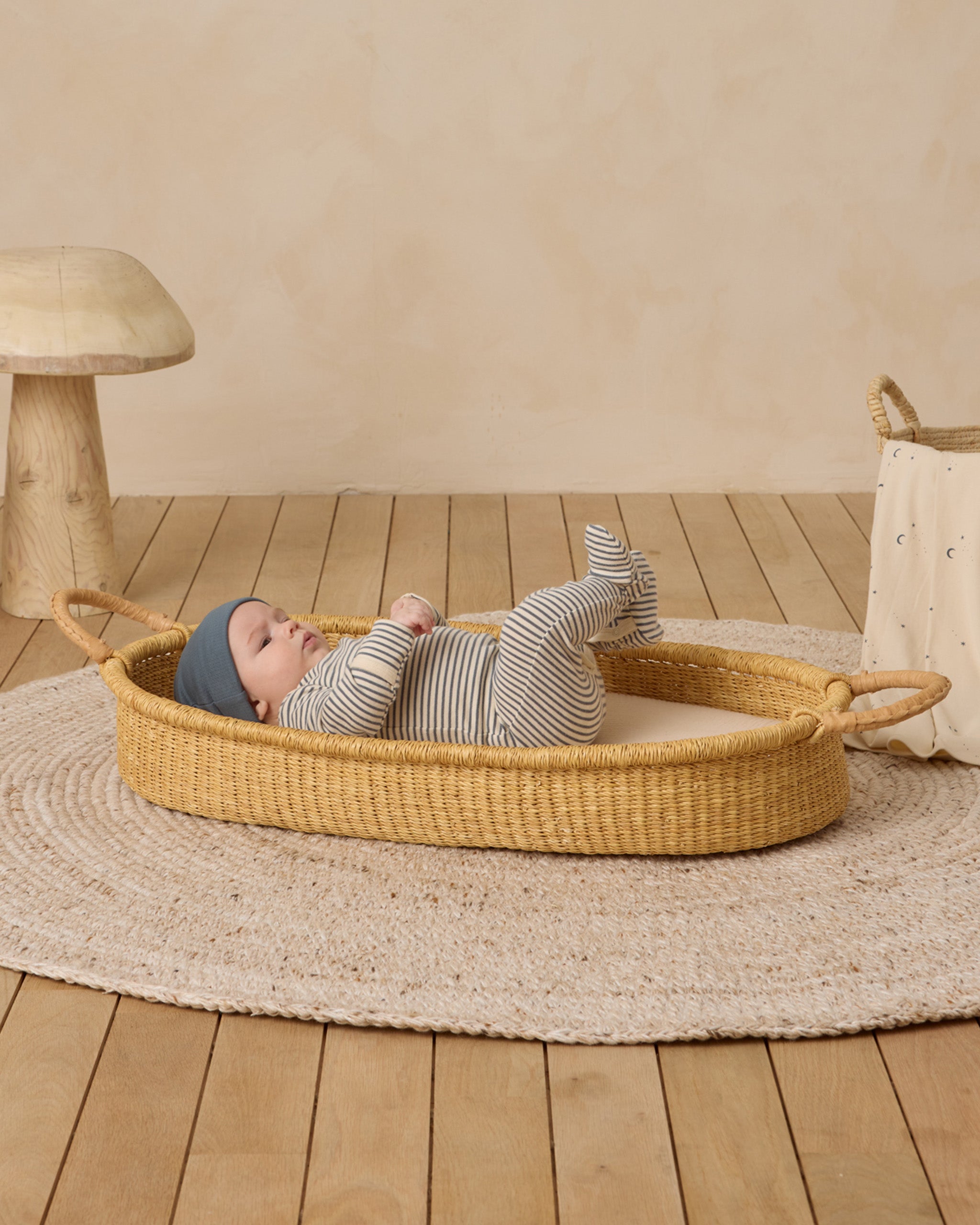 Baby Footie || Ocean Micro Stripe