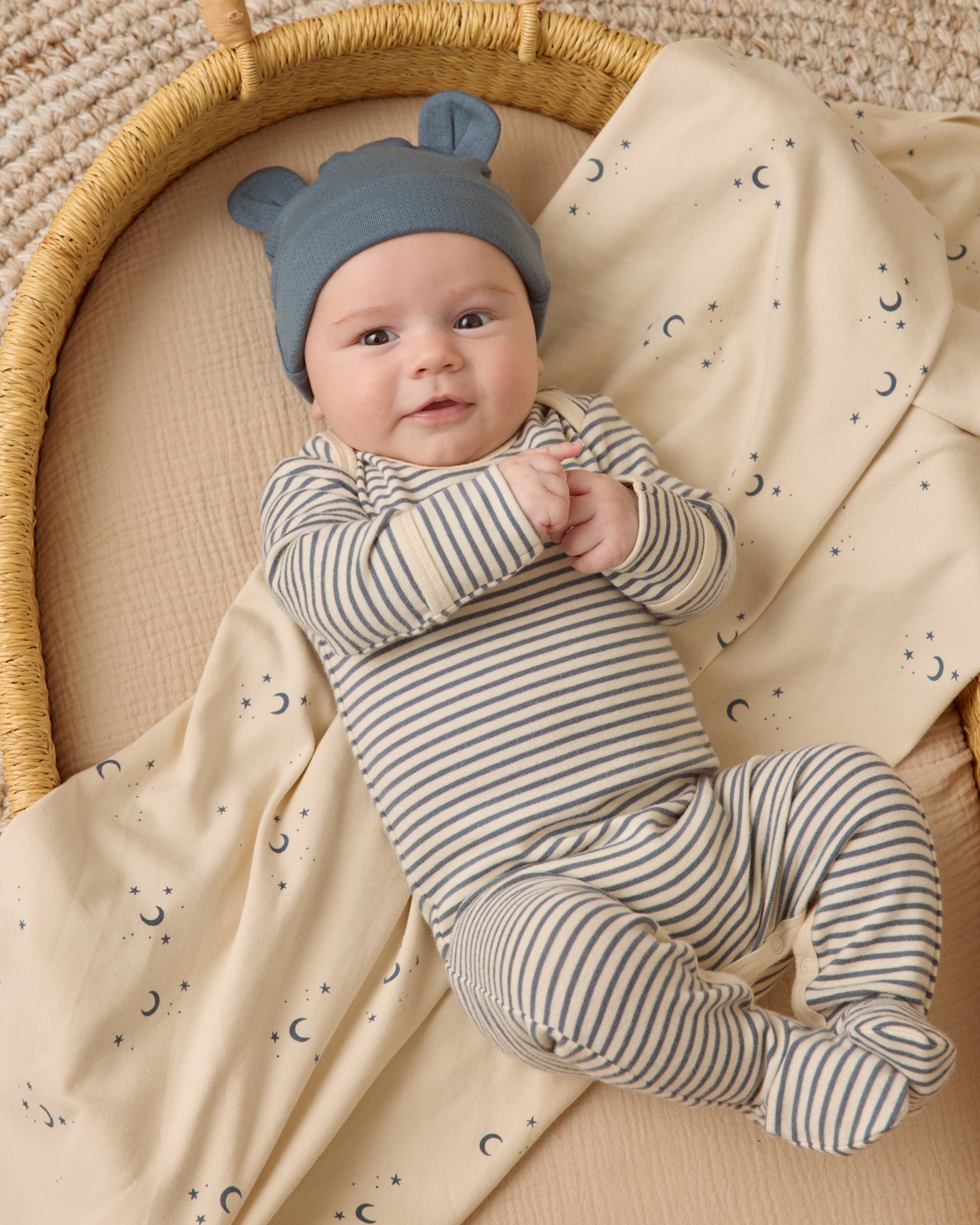 Baby Footie || Ocean Micro Stripe