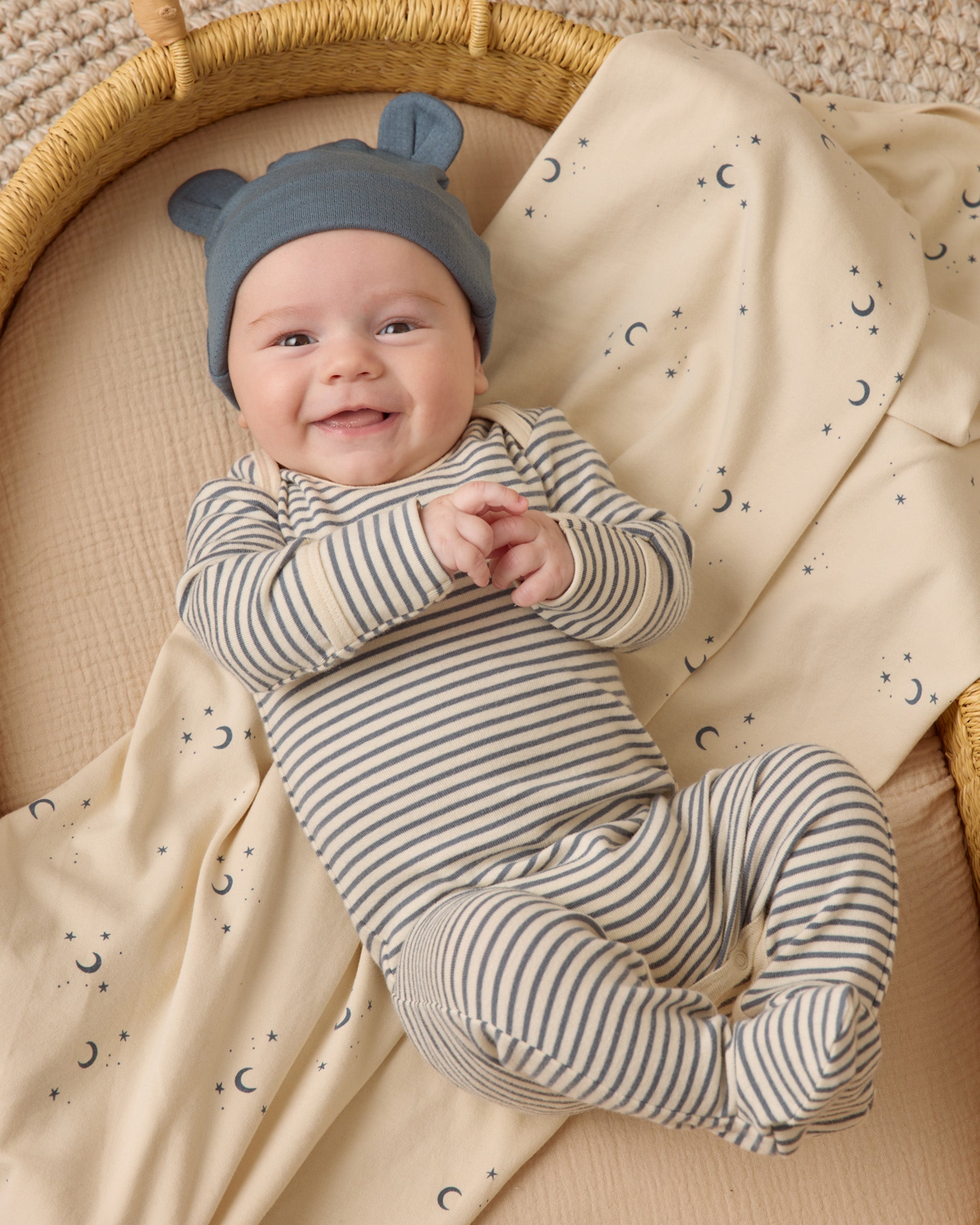 Baby Footie || Ocean Micro Stripe
