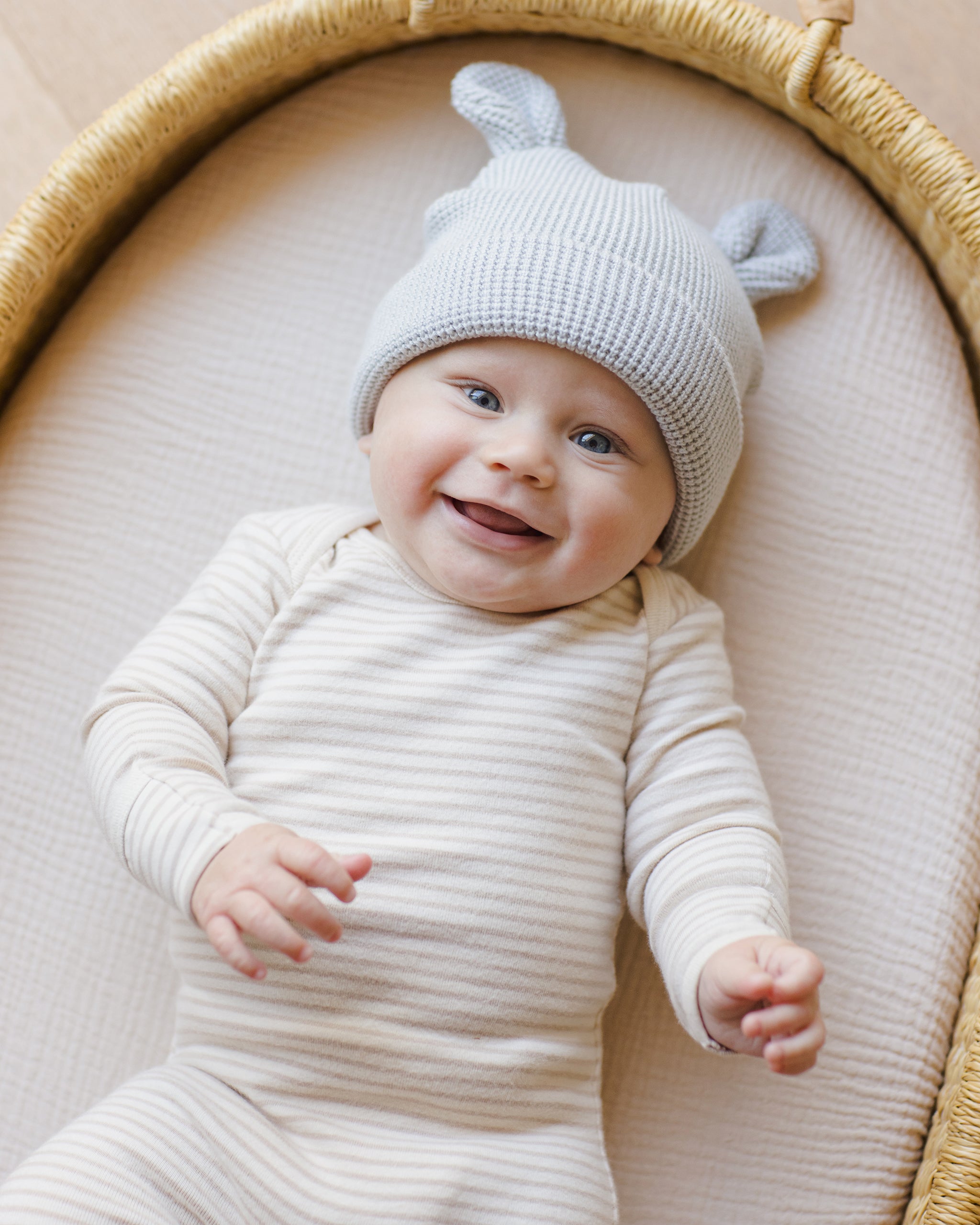 Baby Footie || Oat Micro Stripe