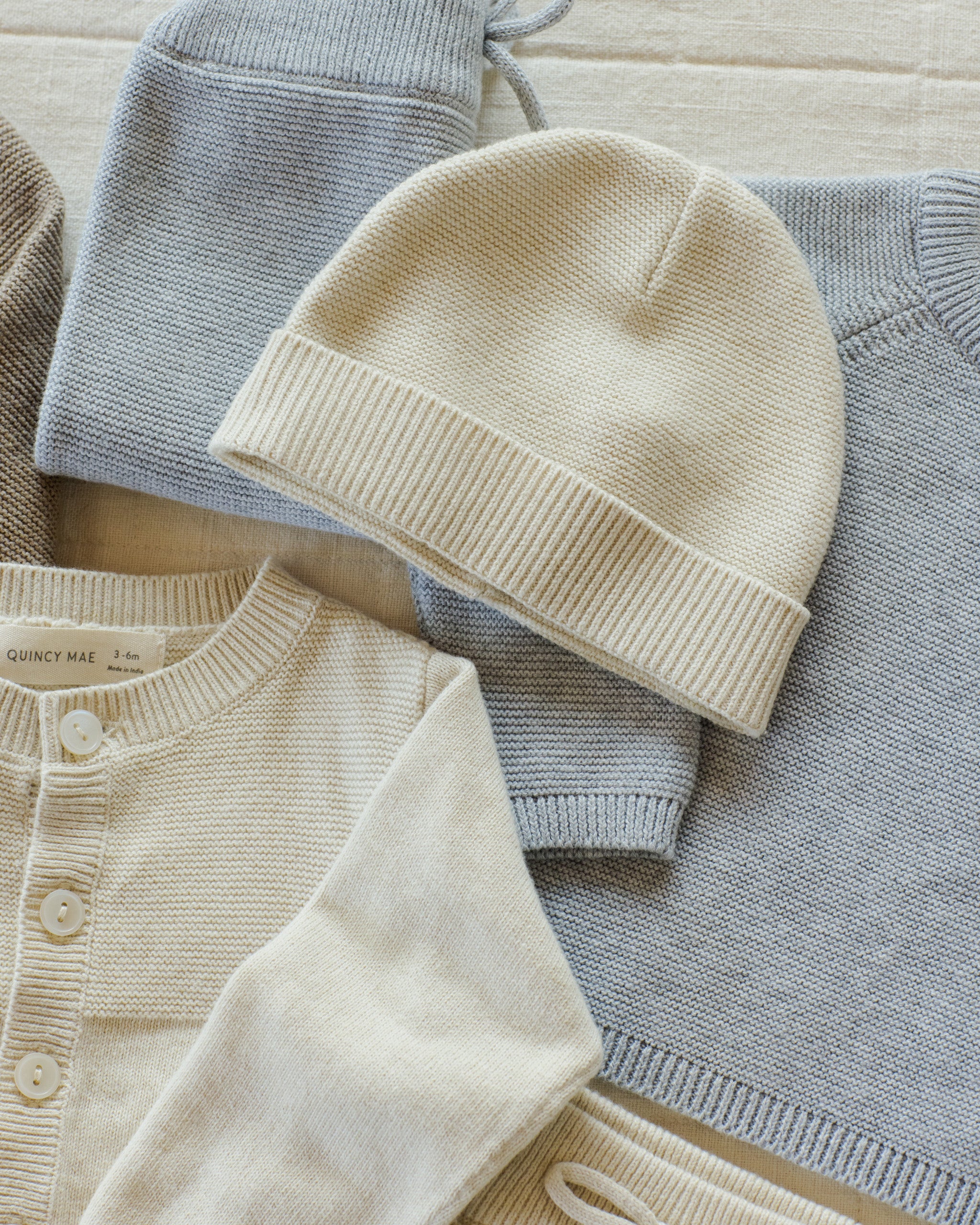 Baby Beanie || Heathered Natural