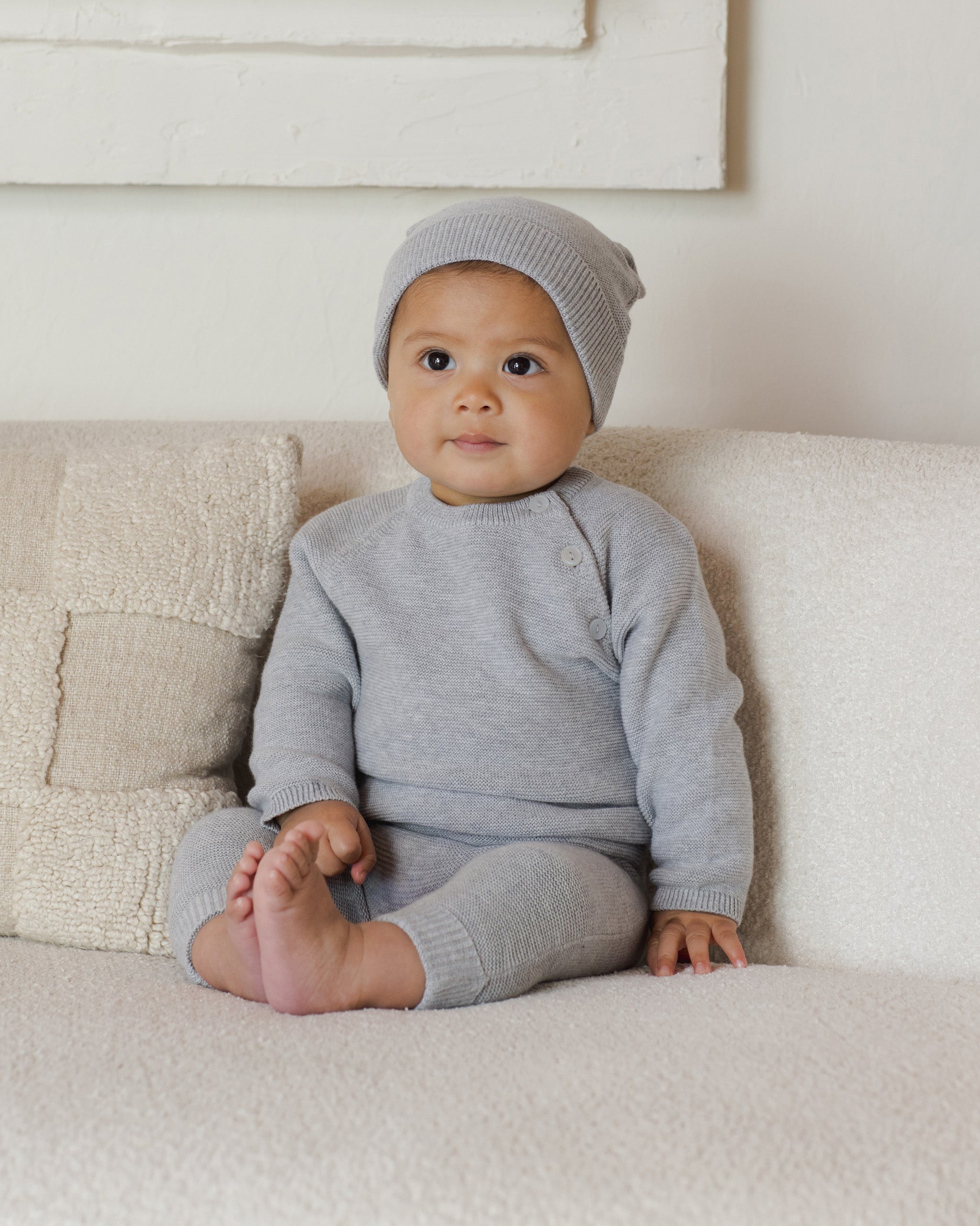 Bailey Knit Sweater & Pant Set || Heathered Dusty Blue
