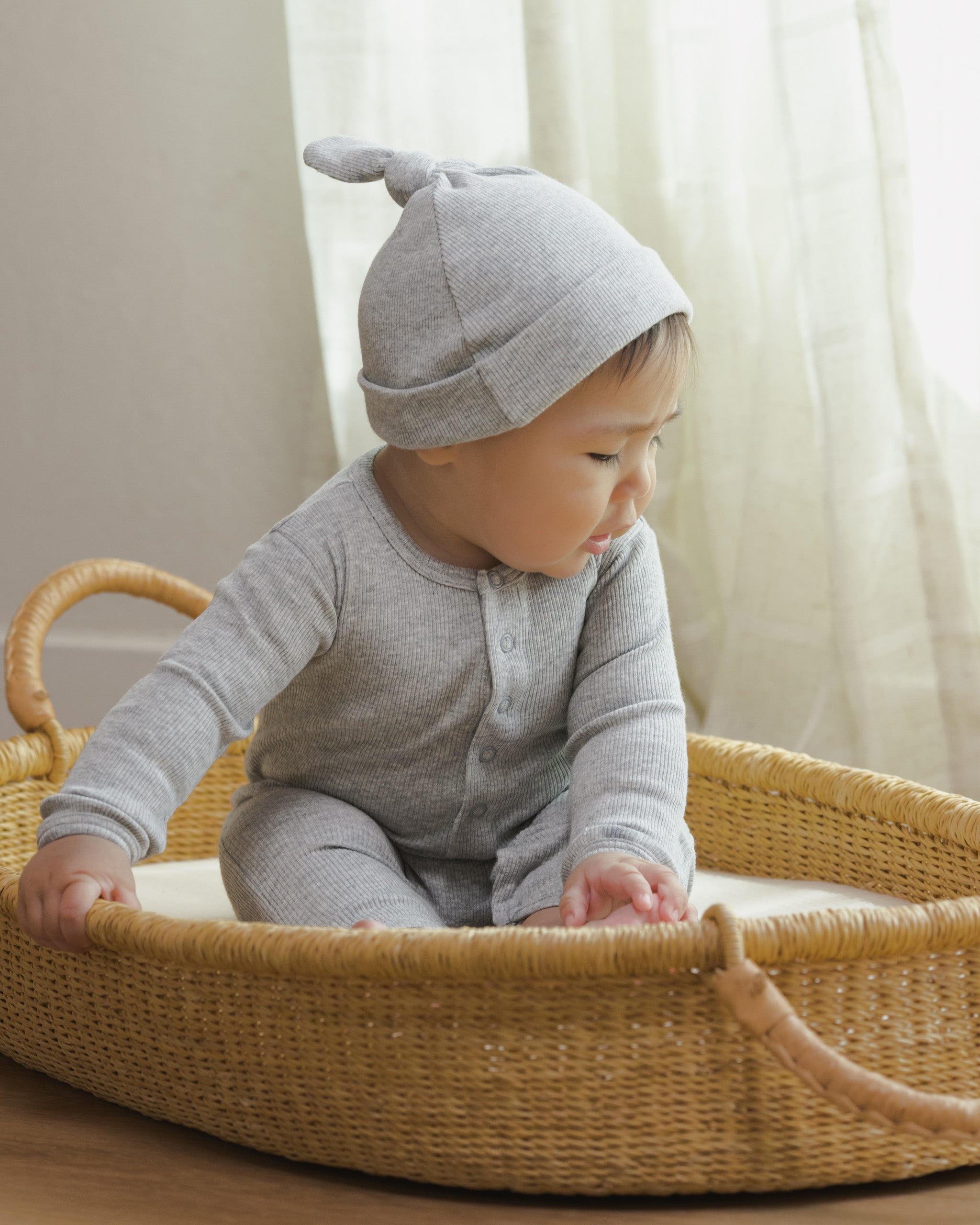 Ribbed Baby Jumpsuit || Dusty Blue