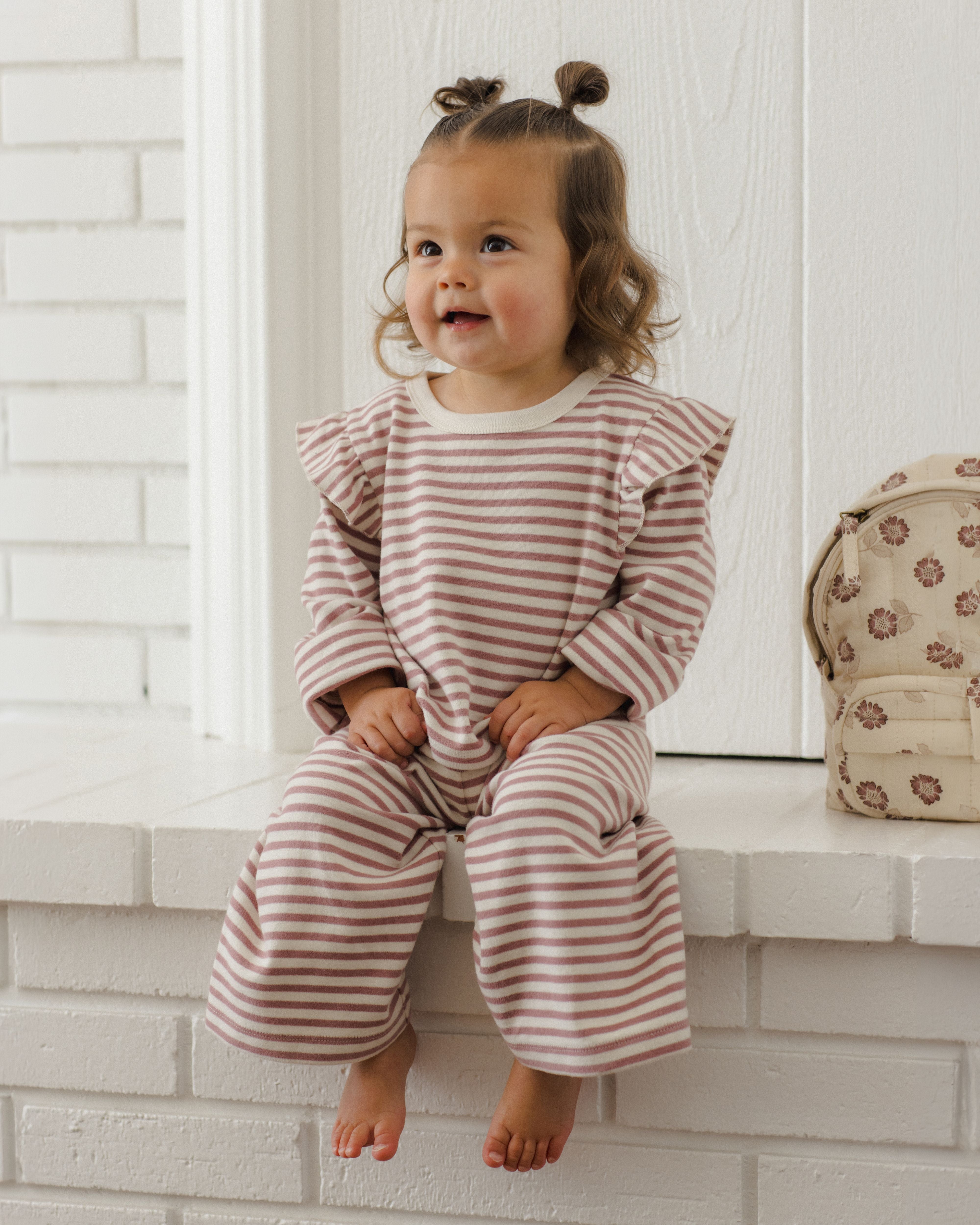 Ruffle Cozy Set - Mulberry Stripe