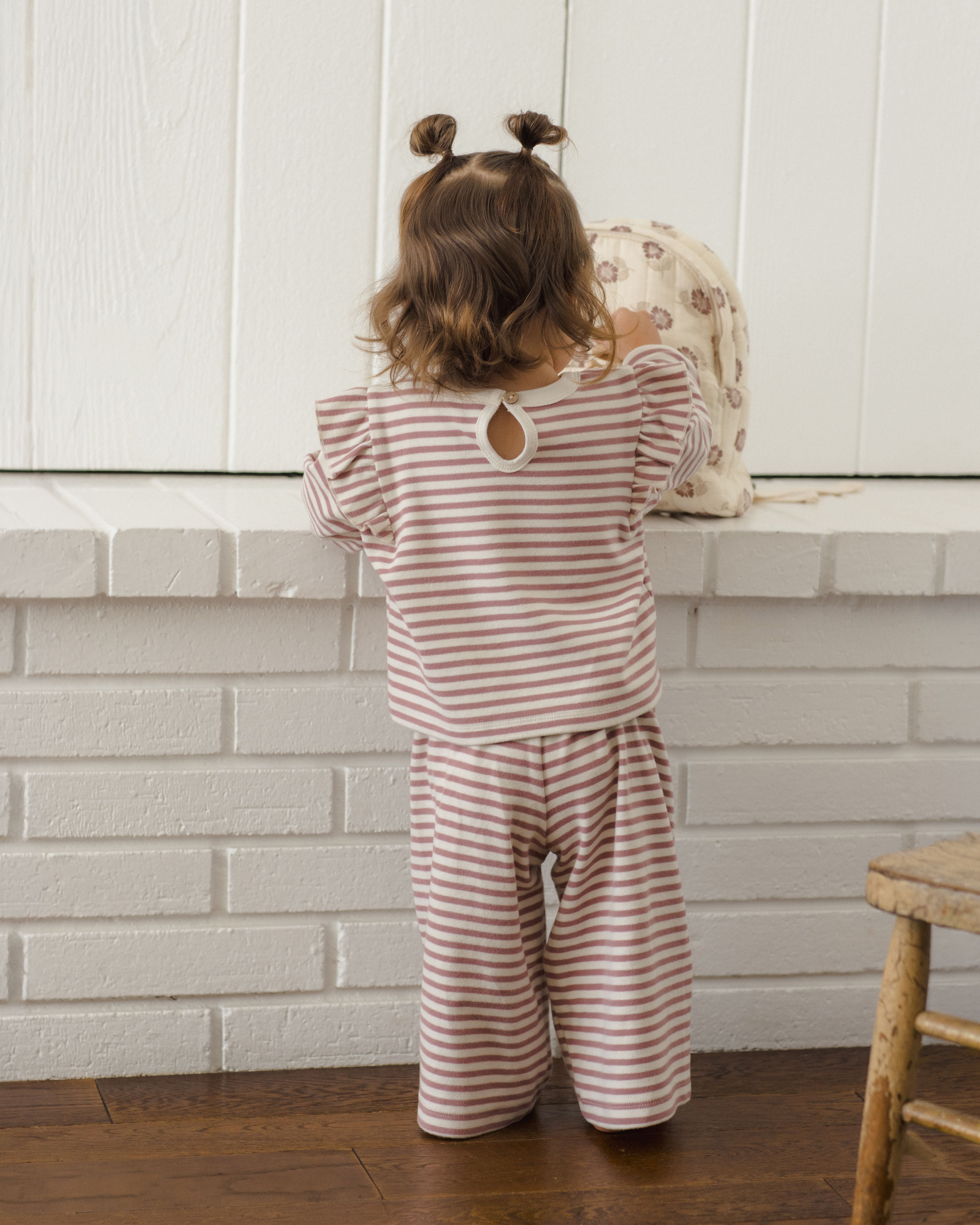 Ruffle Cozy Set - Mulberry Stripe